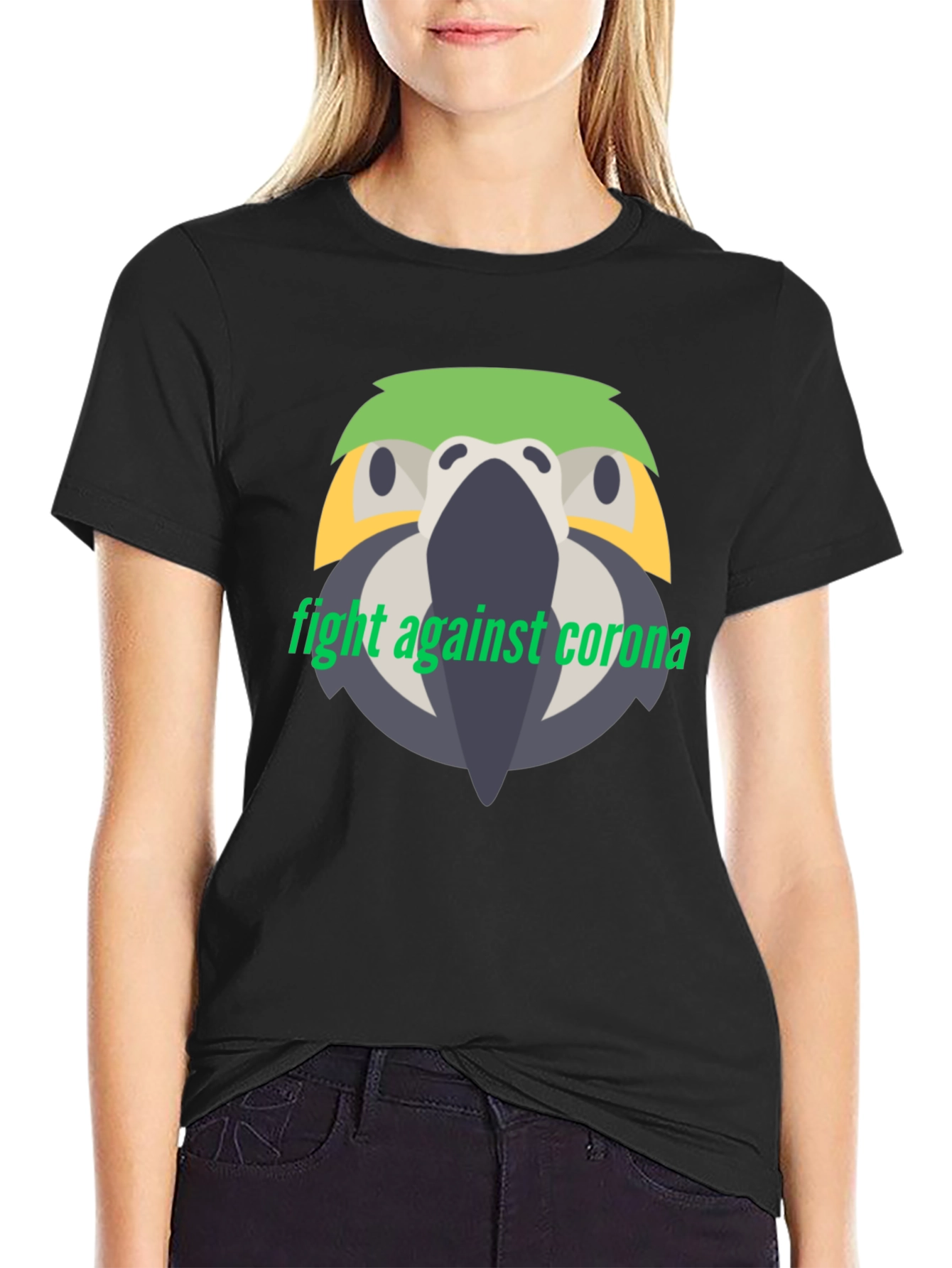Fight Corona Parrot T-Shirt - Unisex Black Tee