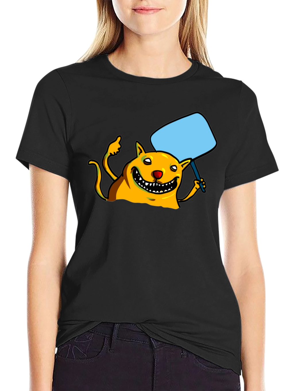 Smiling Monster Graphic Black T-Shirt