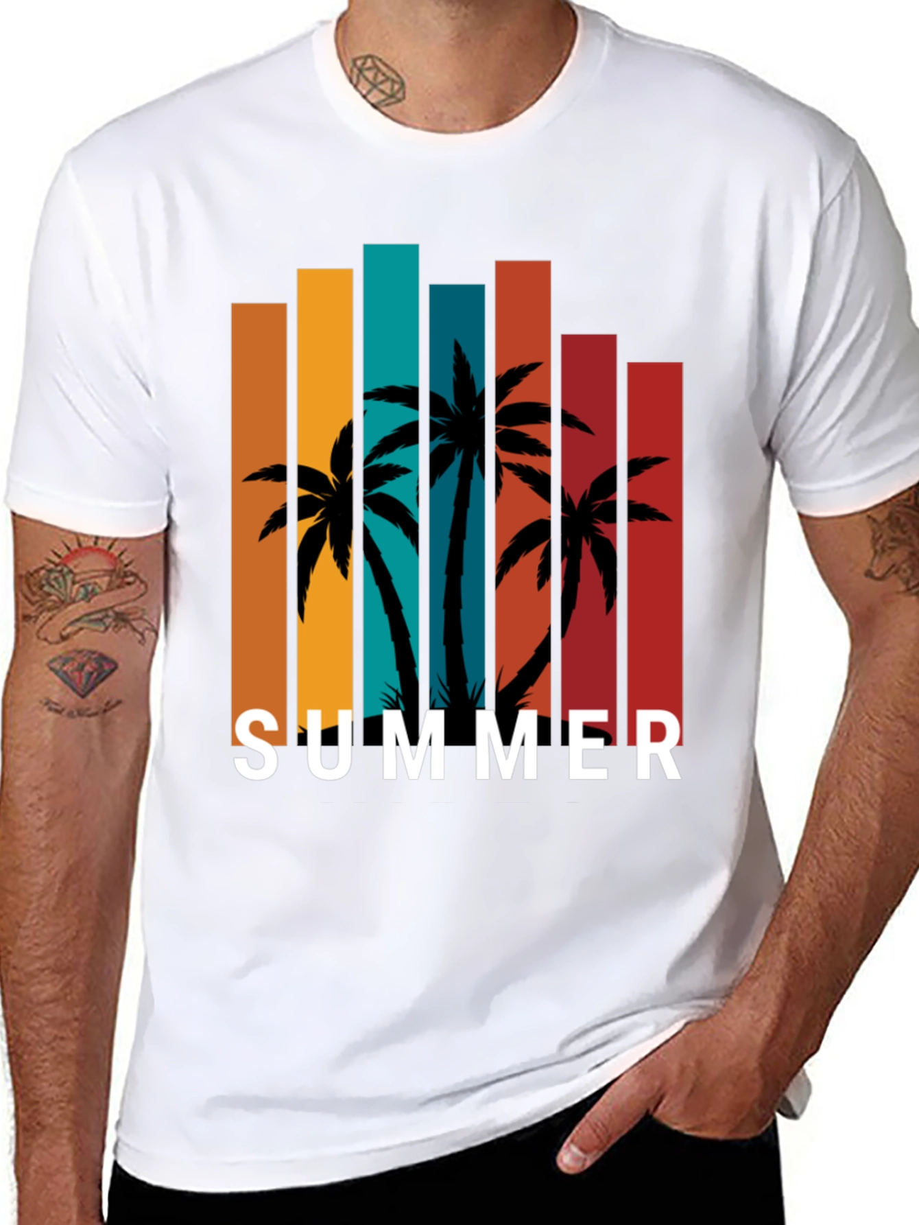 Tropical Summer Palm Tree Graphic Tee