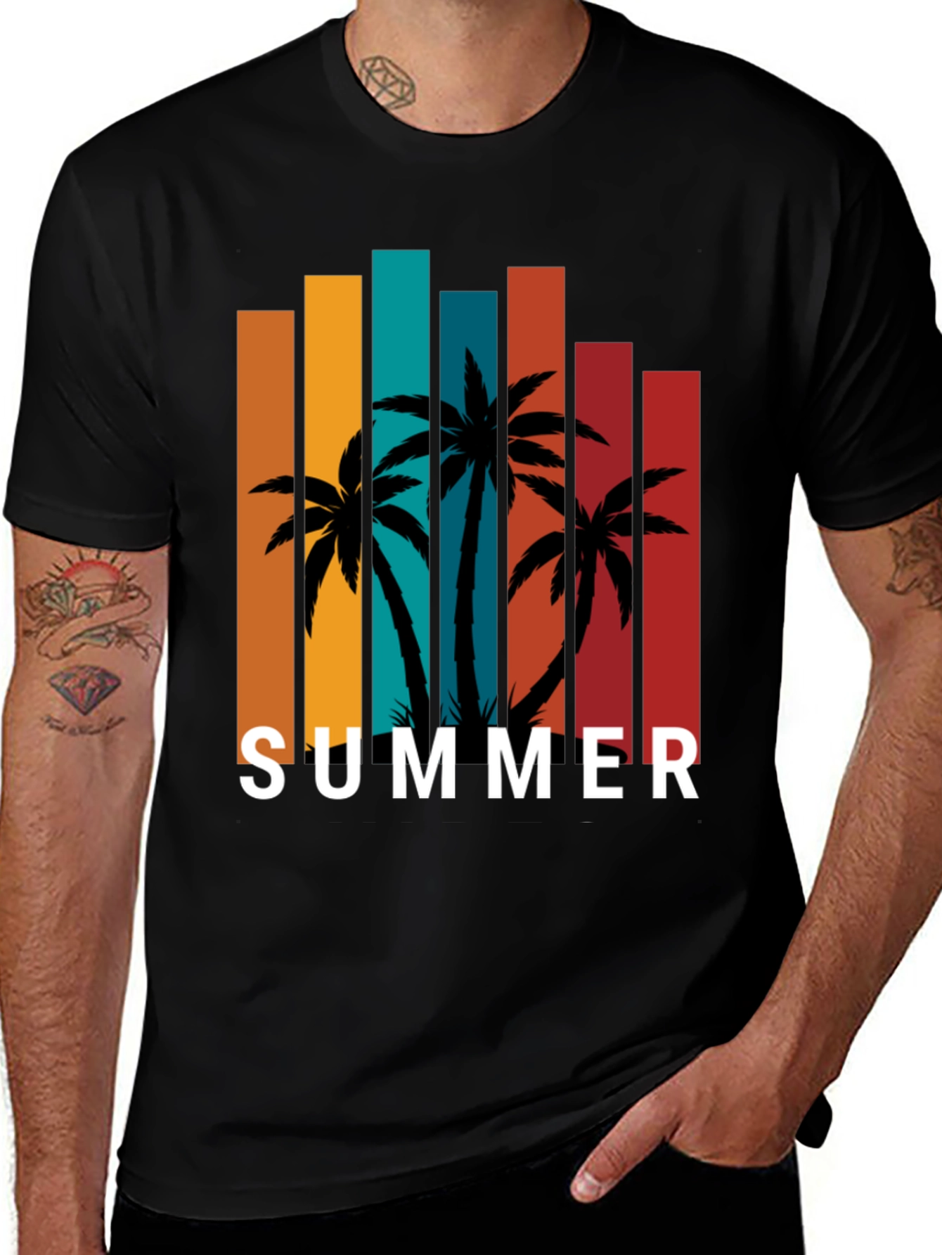 Tropical Summer Palm Tree Graphic Tee