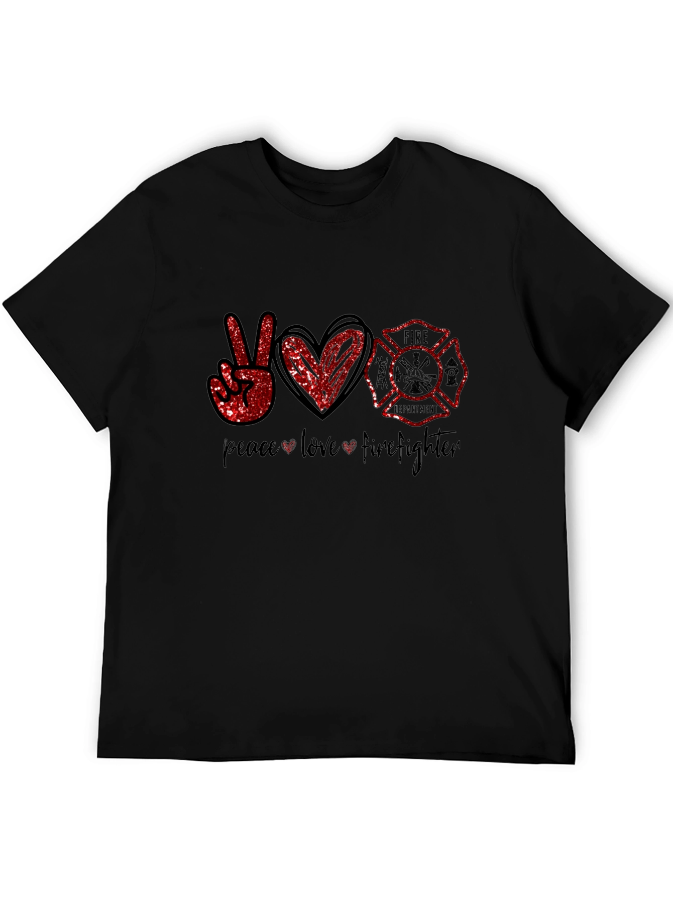 Peace Love Firefighter Graphic Tee