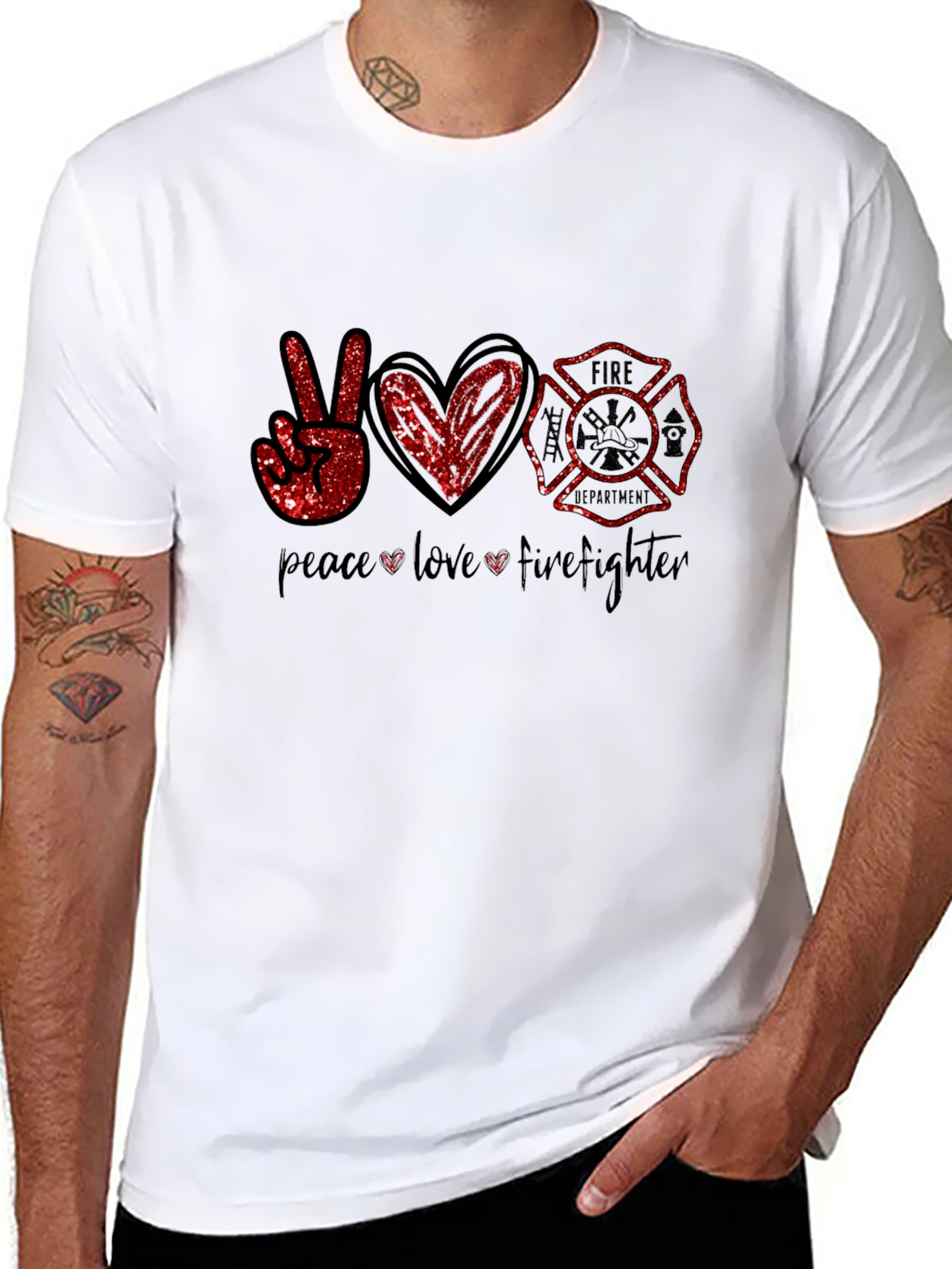 Peace Love Firefighter Graphic Tee