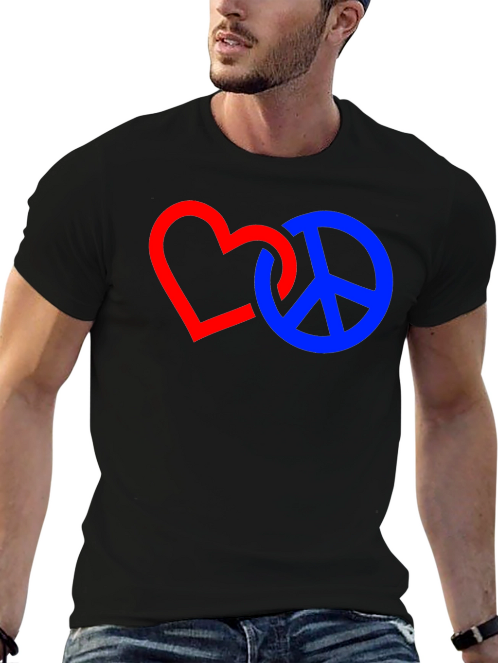 Heart and Peace Sign Graphic T-Shirt