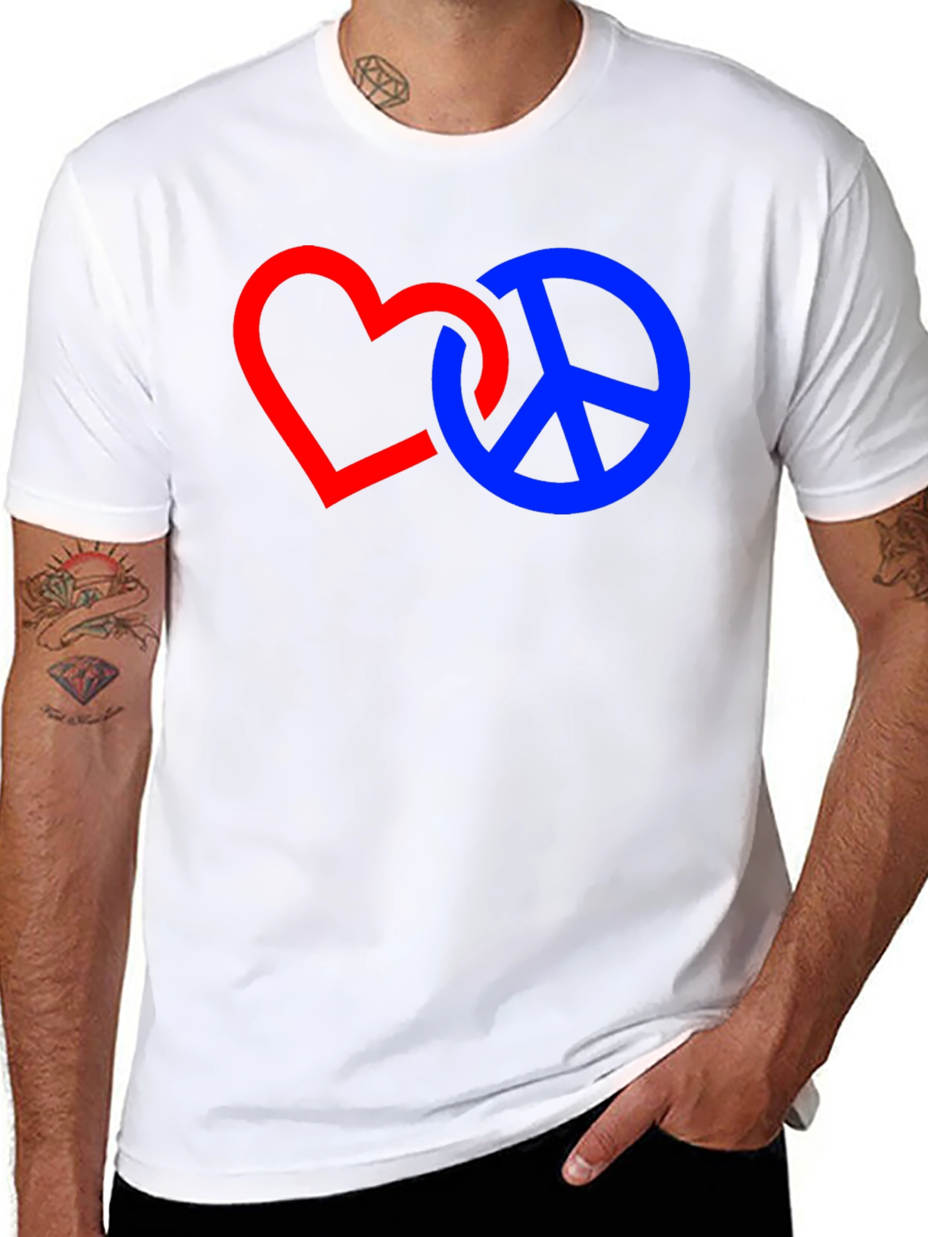 Heart and Peace Sign Graphic T-Shirt