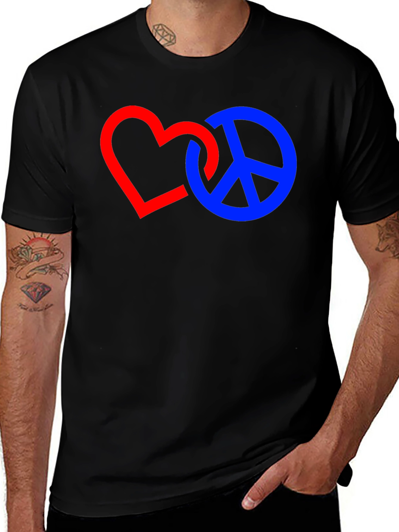 Heart and Peace Sign Graphic T-Shirt