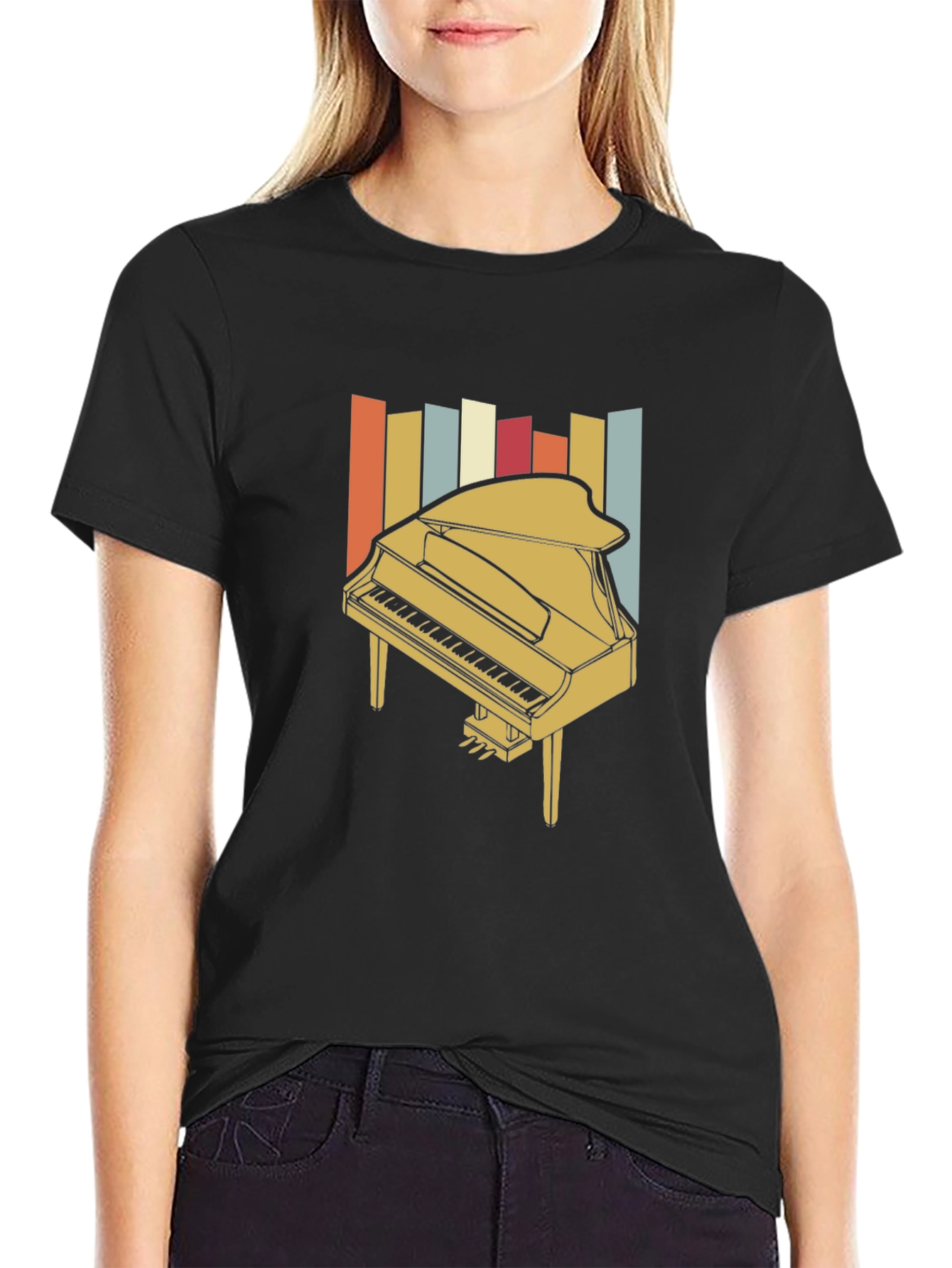 Retro Piano Graphic Tee - Vintage Music Lover T-Shirt
