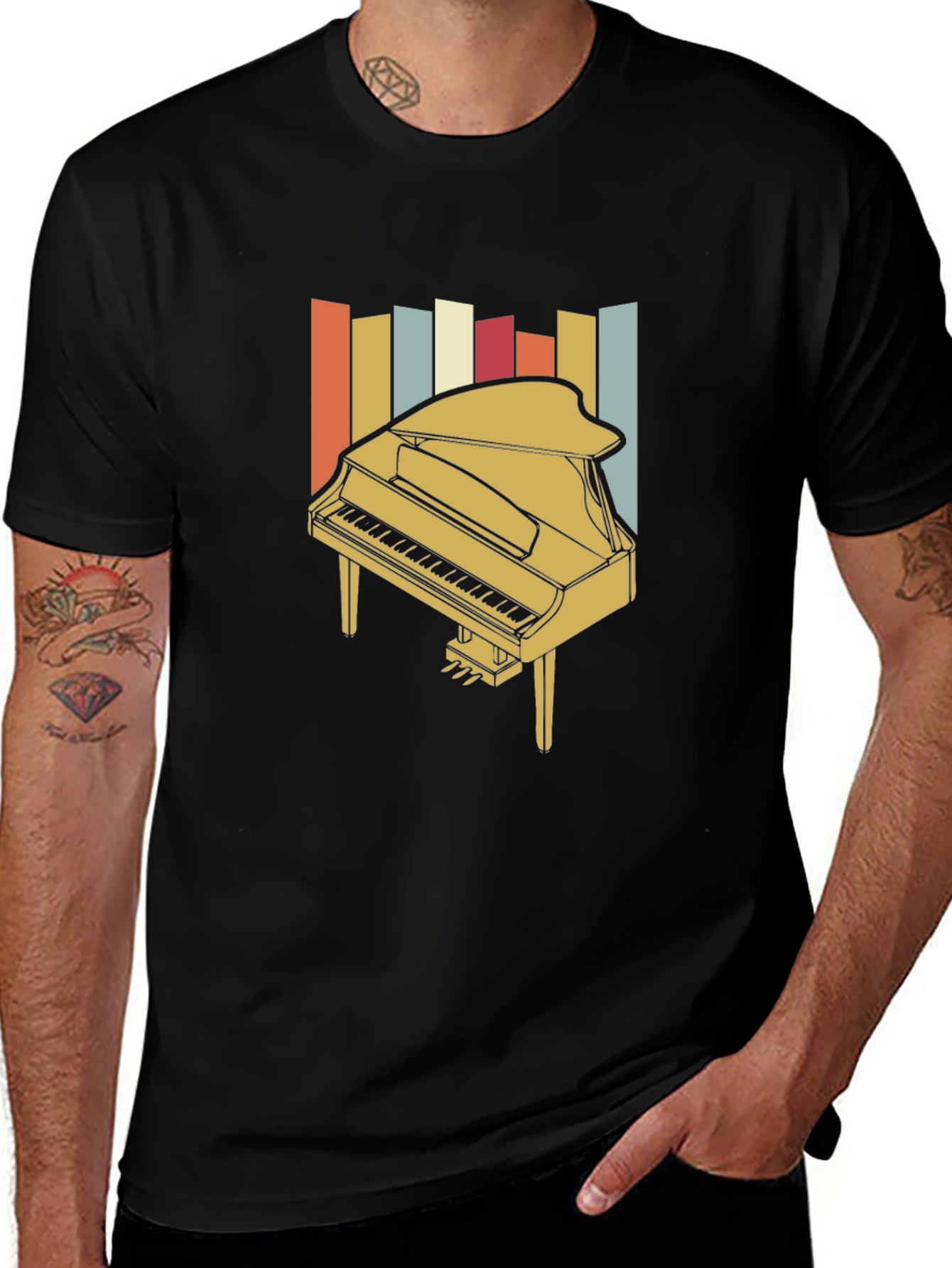 Retro Piano Graphic Tee - Vintage Music Lover T-Shirt