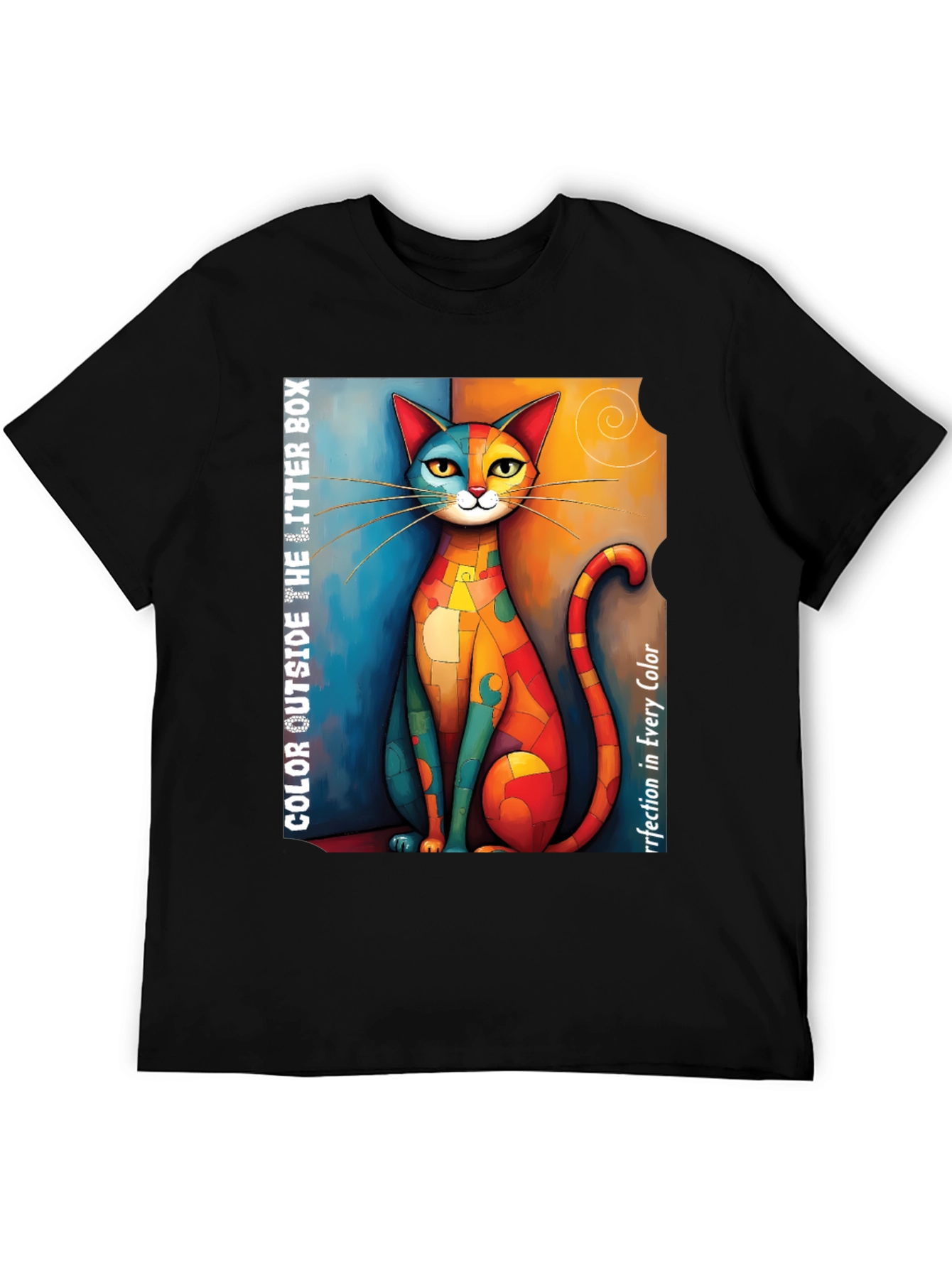 Colorful Cat Art Graphic T-Shirt