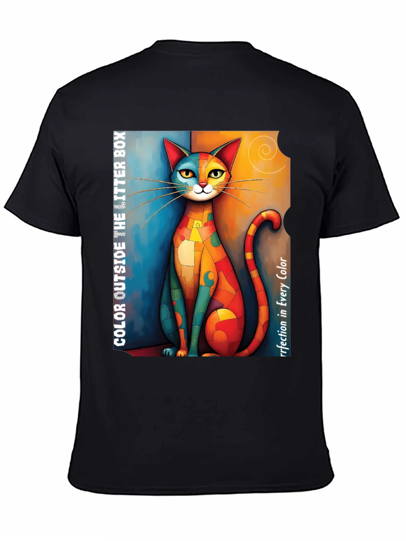 Colorful Cat Art Graphic T-Shirt