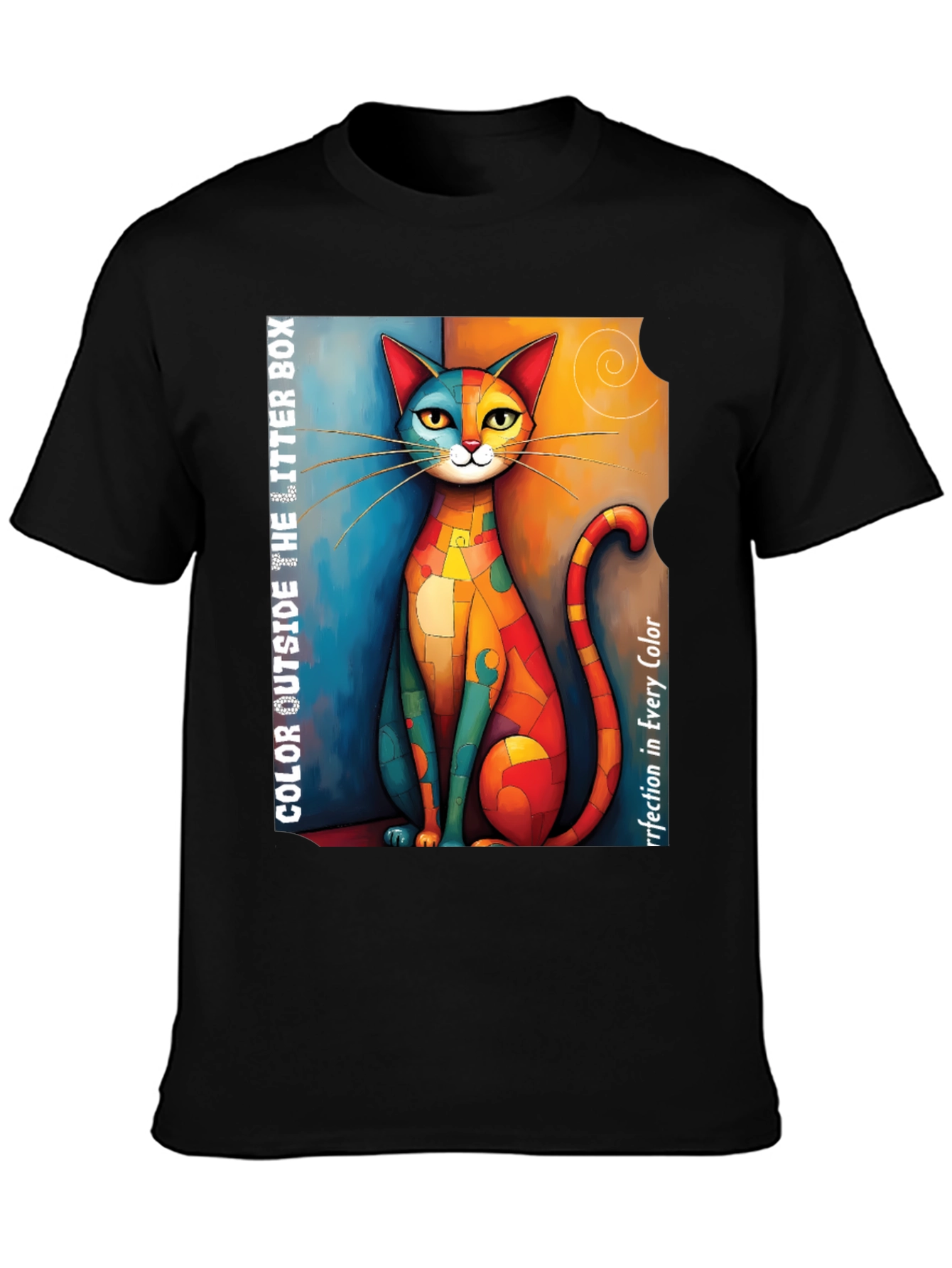 Colorful Cat Art Graphic T-Shirt