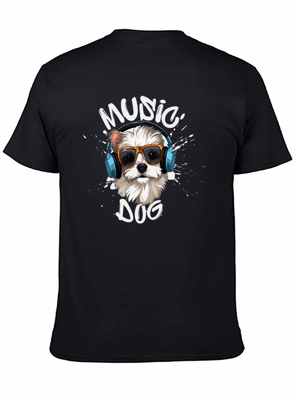 Music Dog Graphic T-Shirt - Trendy Canine Design