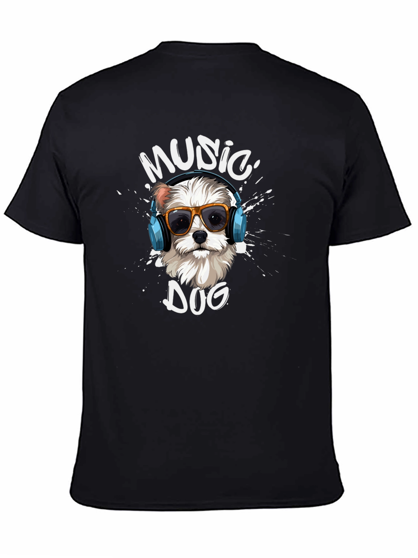 Music Dog Graphic T-Shirt - Trendy Canine Design