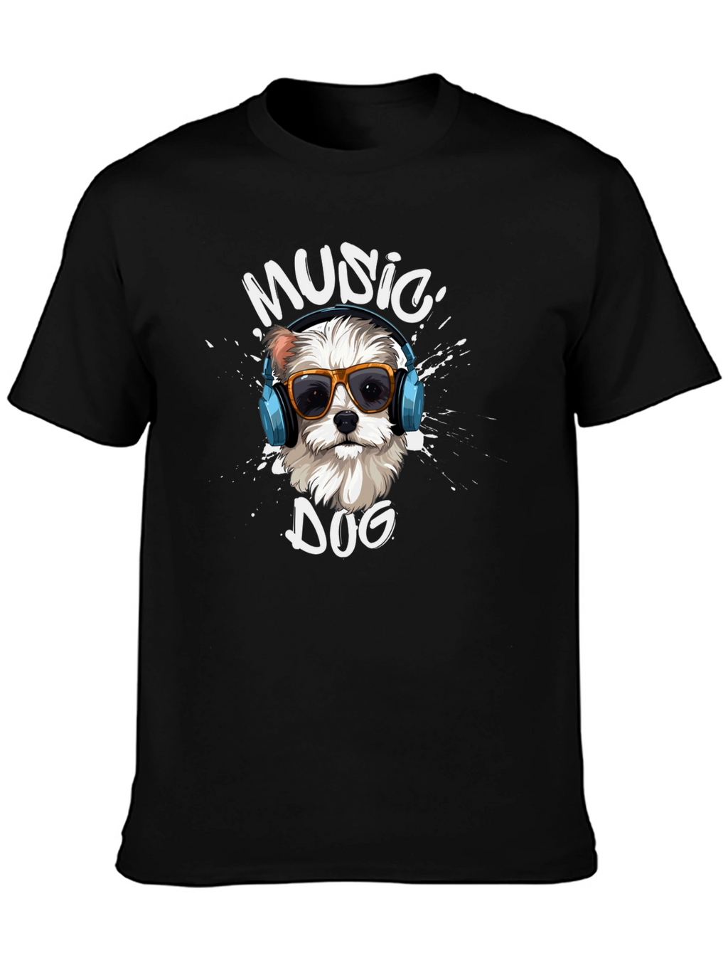 Music Dog Graphic T-Shirt - Trendy Canine Design