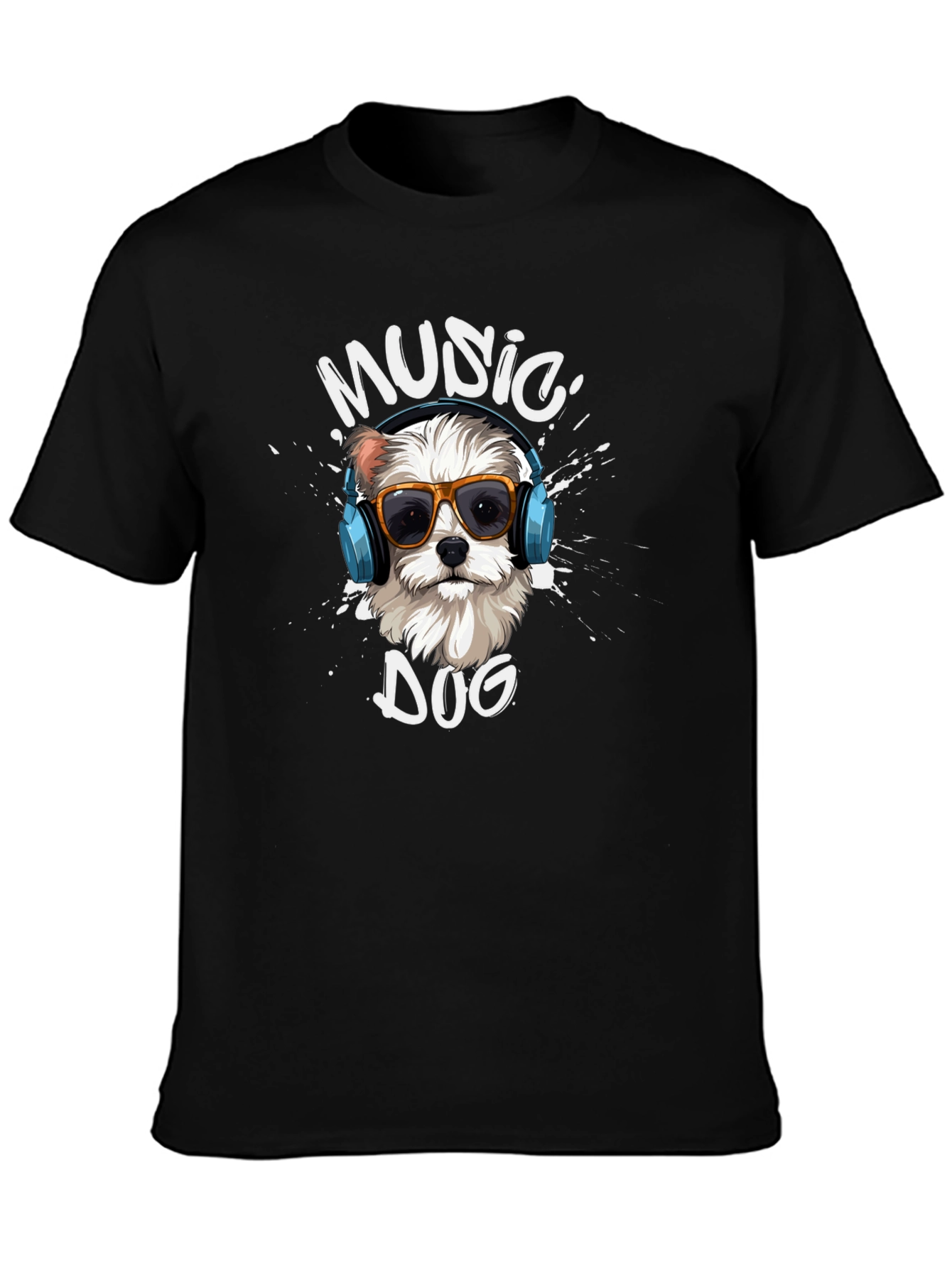 Music Dog Graphic T-Shirt - Trendy Canine Design