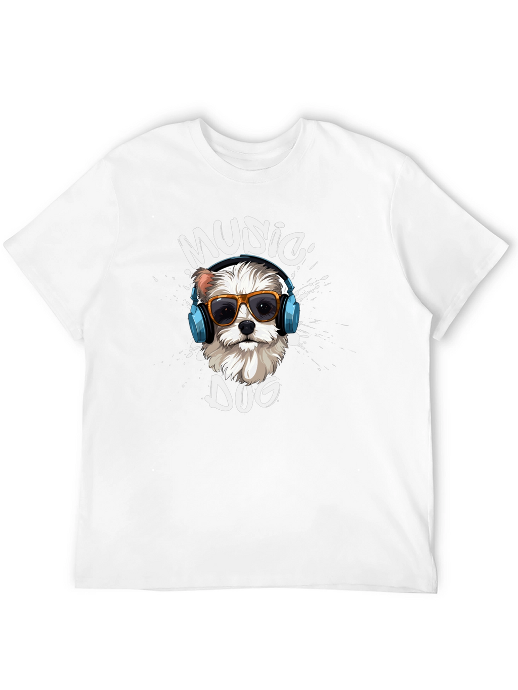 Music Dog Graphic T-Shirt - Trendy Canine Design