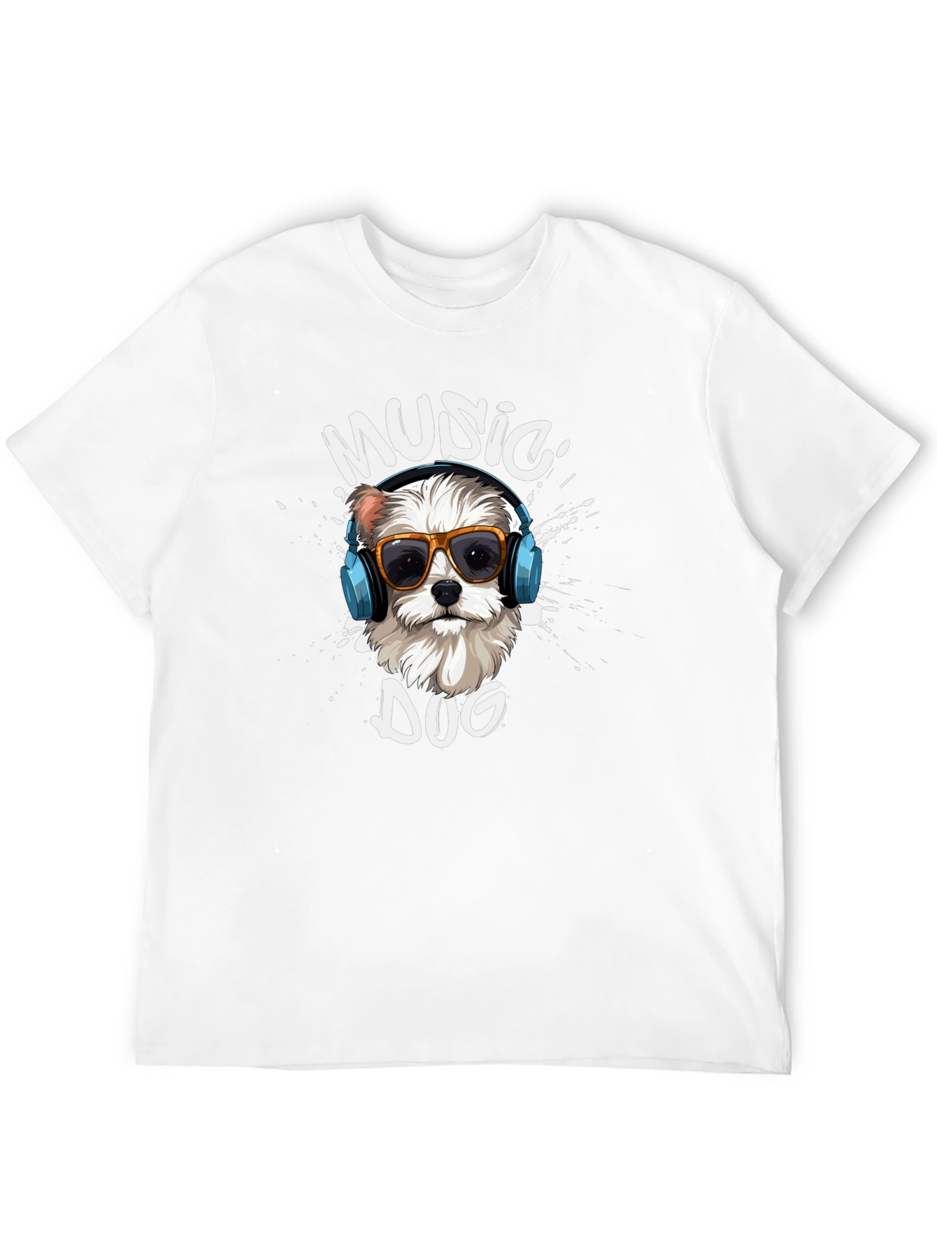 Music Dog Graphic T-Shirt - Trendy Canine Design