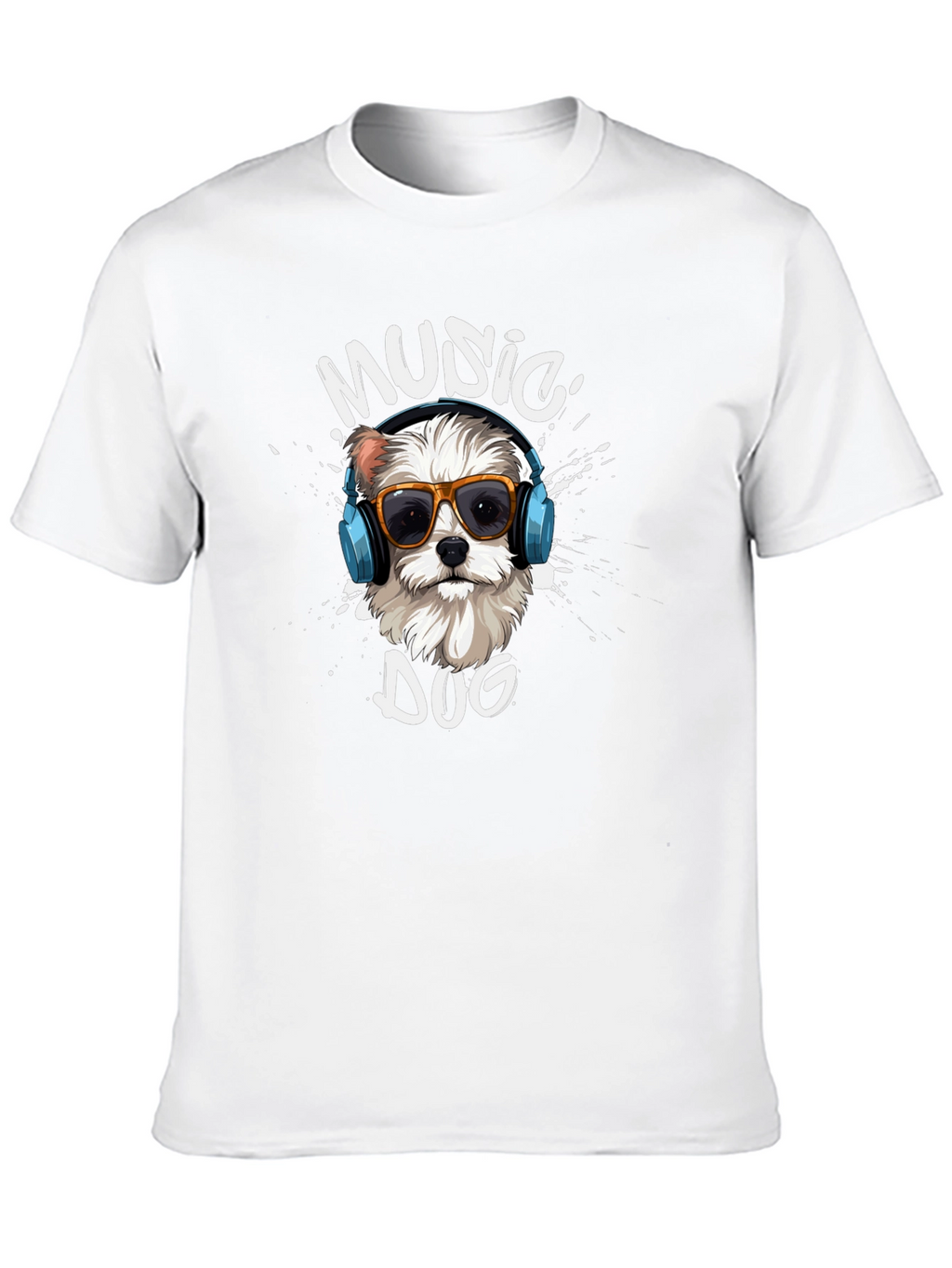 Music Dog Graphic T-Shirt - Trendy Canine Design