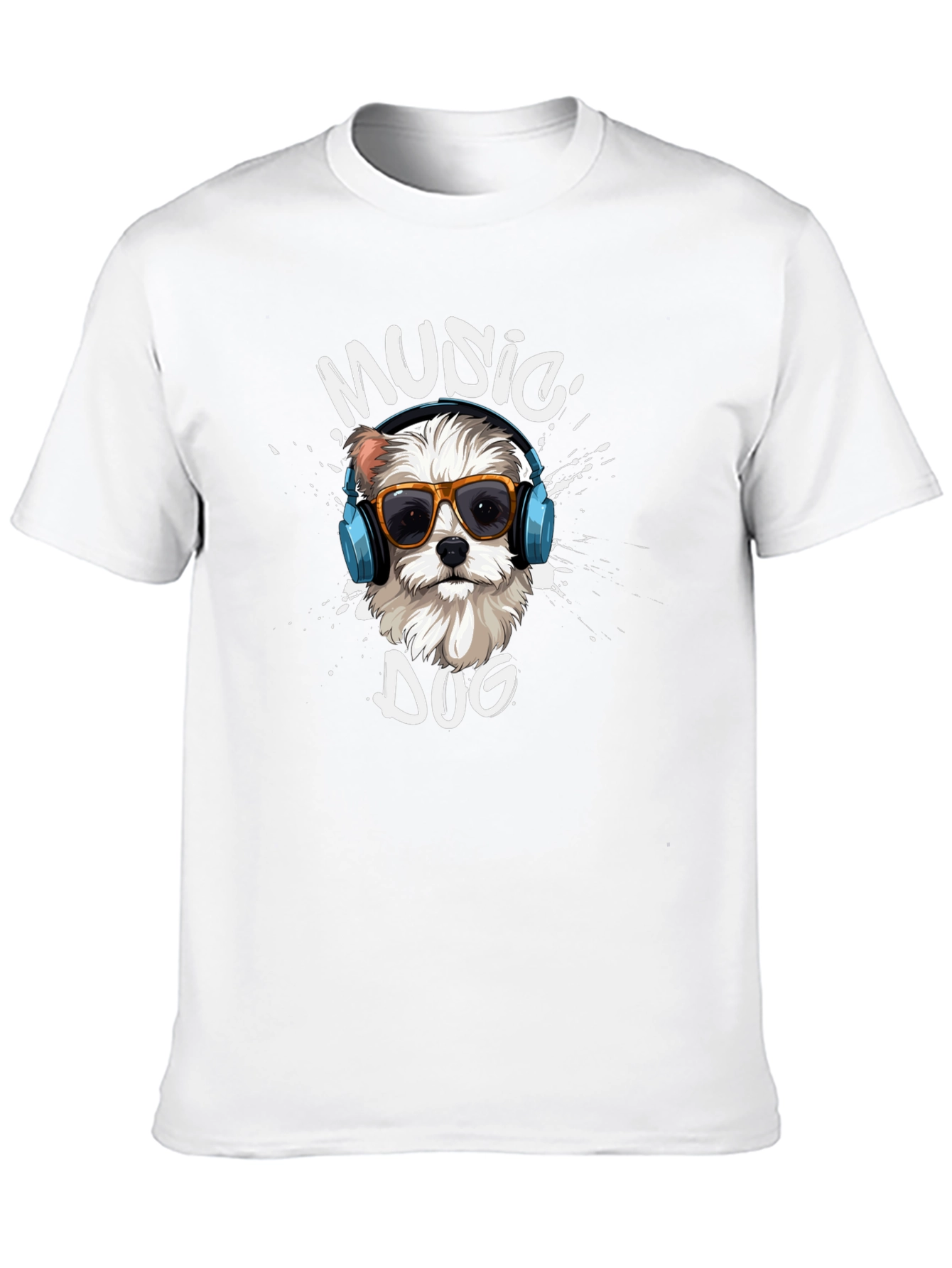Music Dog Graphic T-Shirt - Trendy Canine Design