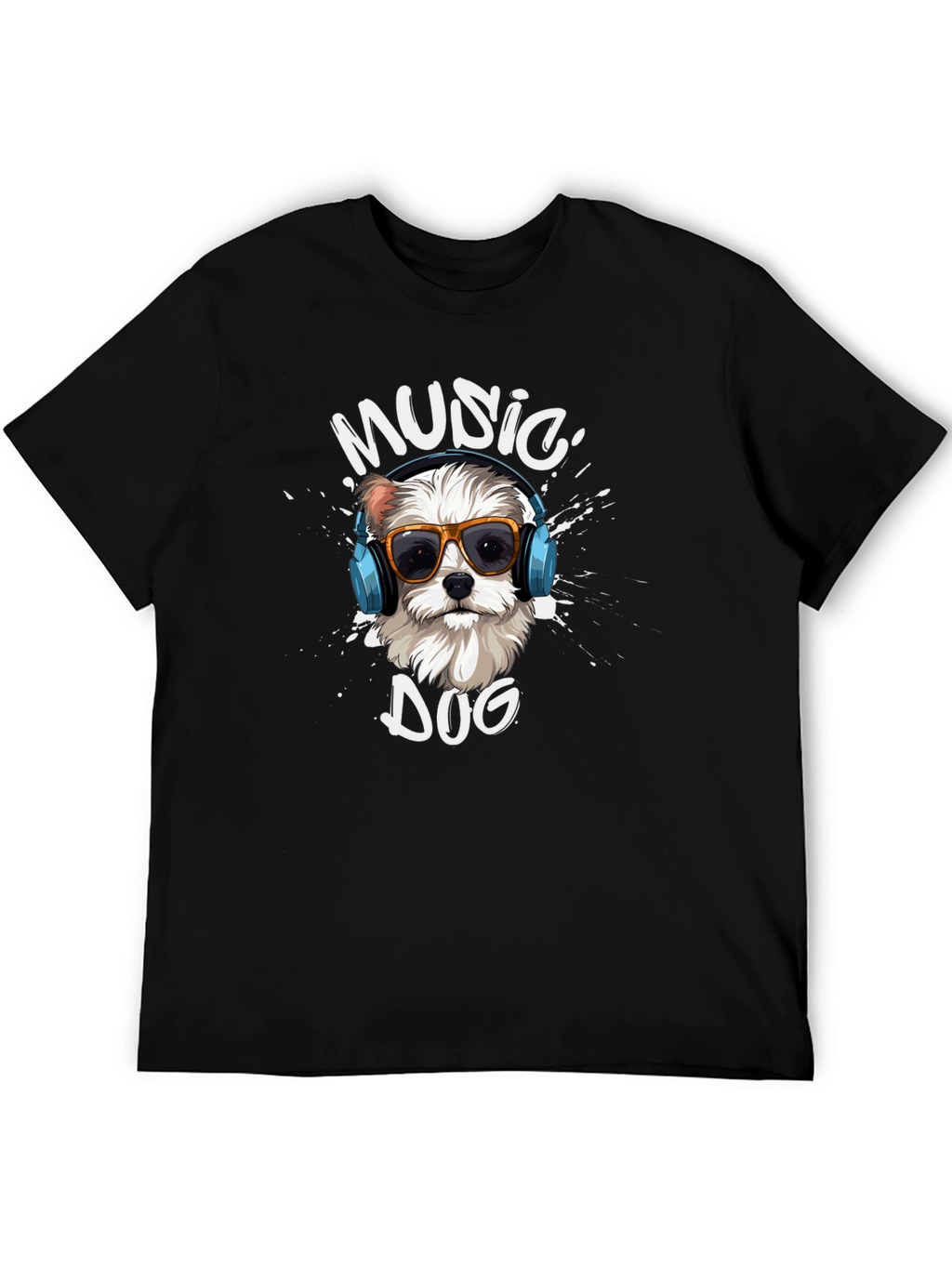 Music Dog Graphic T-Shirt - Trendy Canine Design