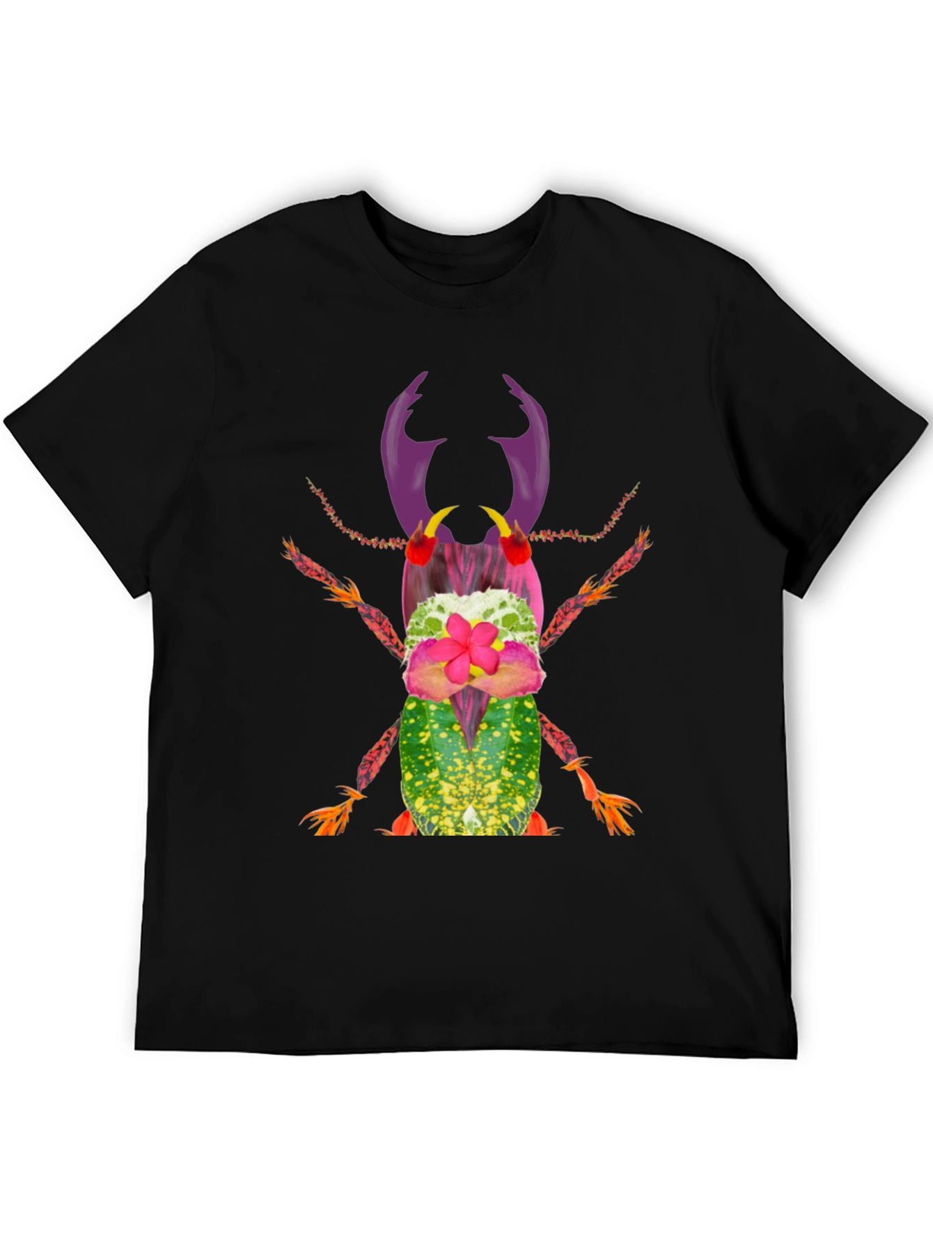 Botanical Beetle Graphic Tee - Quirky Insect Shirt