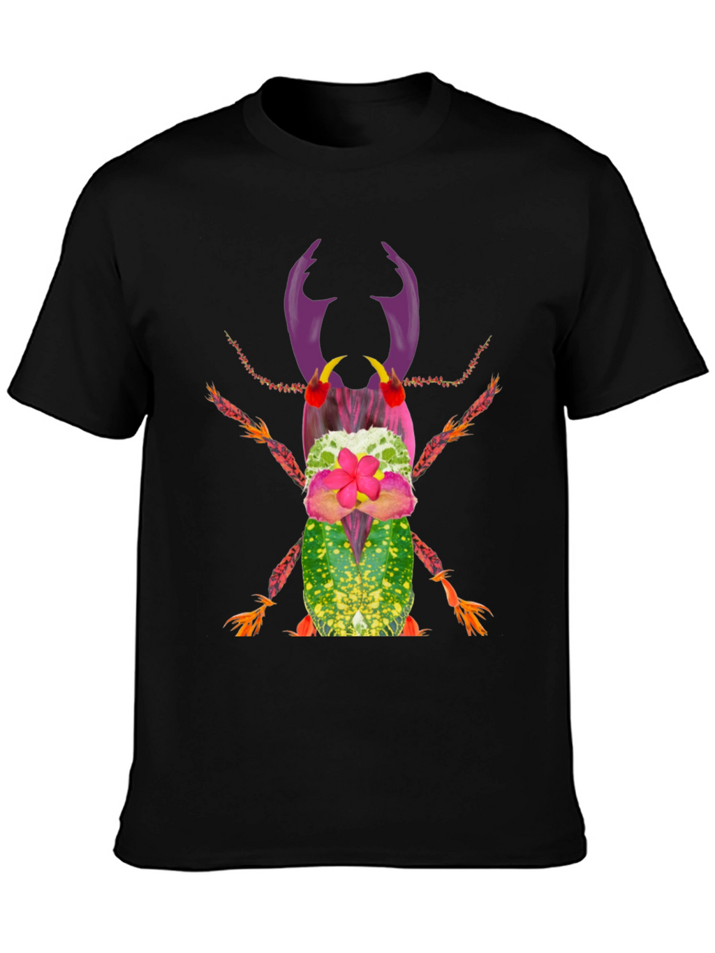 Botanical Beetle Graphic Tee - Quirky Insect Shirt