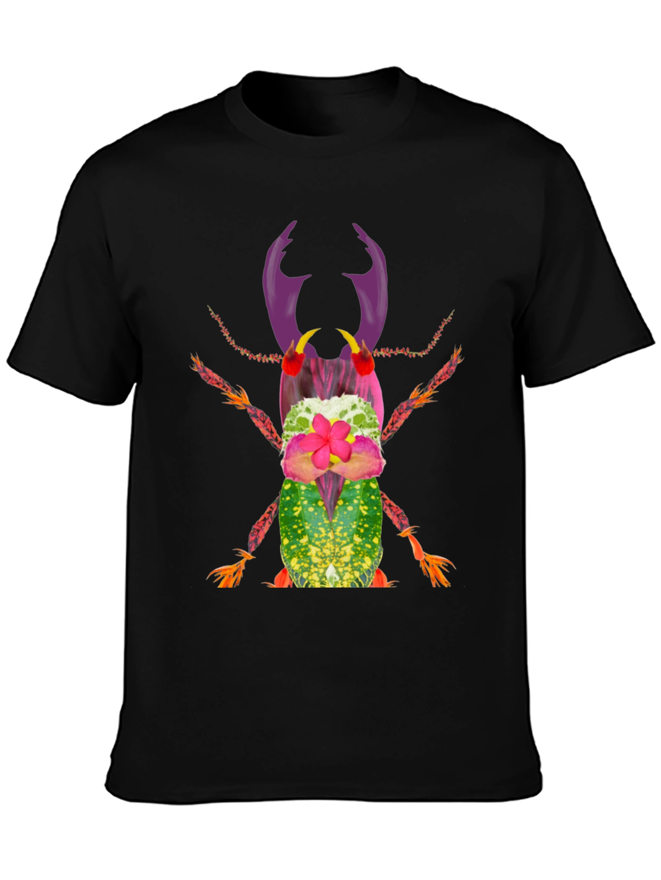 Botanical Beetle Graphic Tee - Quirky Insect Shirt