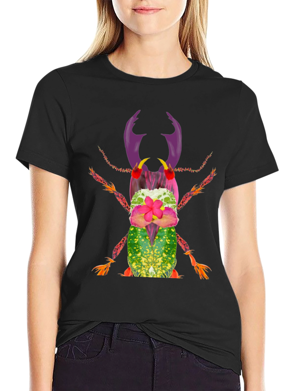 Botanical Beetle Graphic Tee - Quirky Insect Shirt