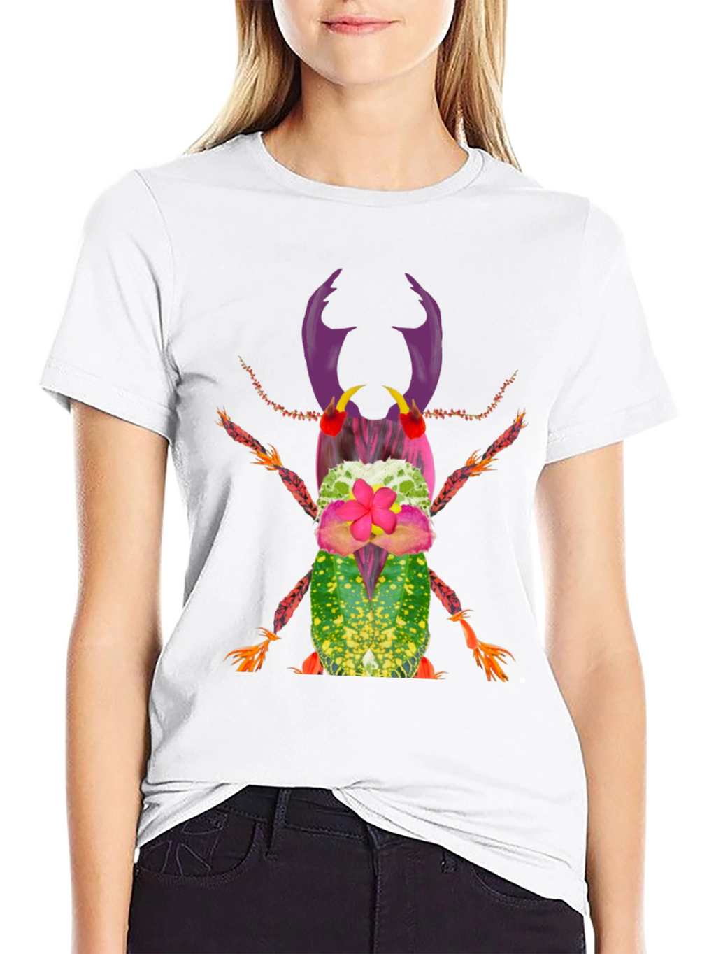 Botanical Beetle Graphic Tee - Quirky Insect Shirt