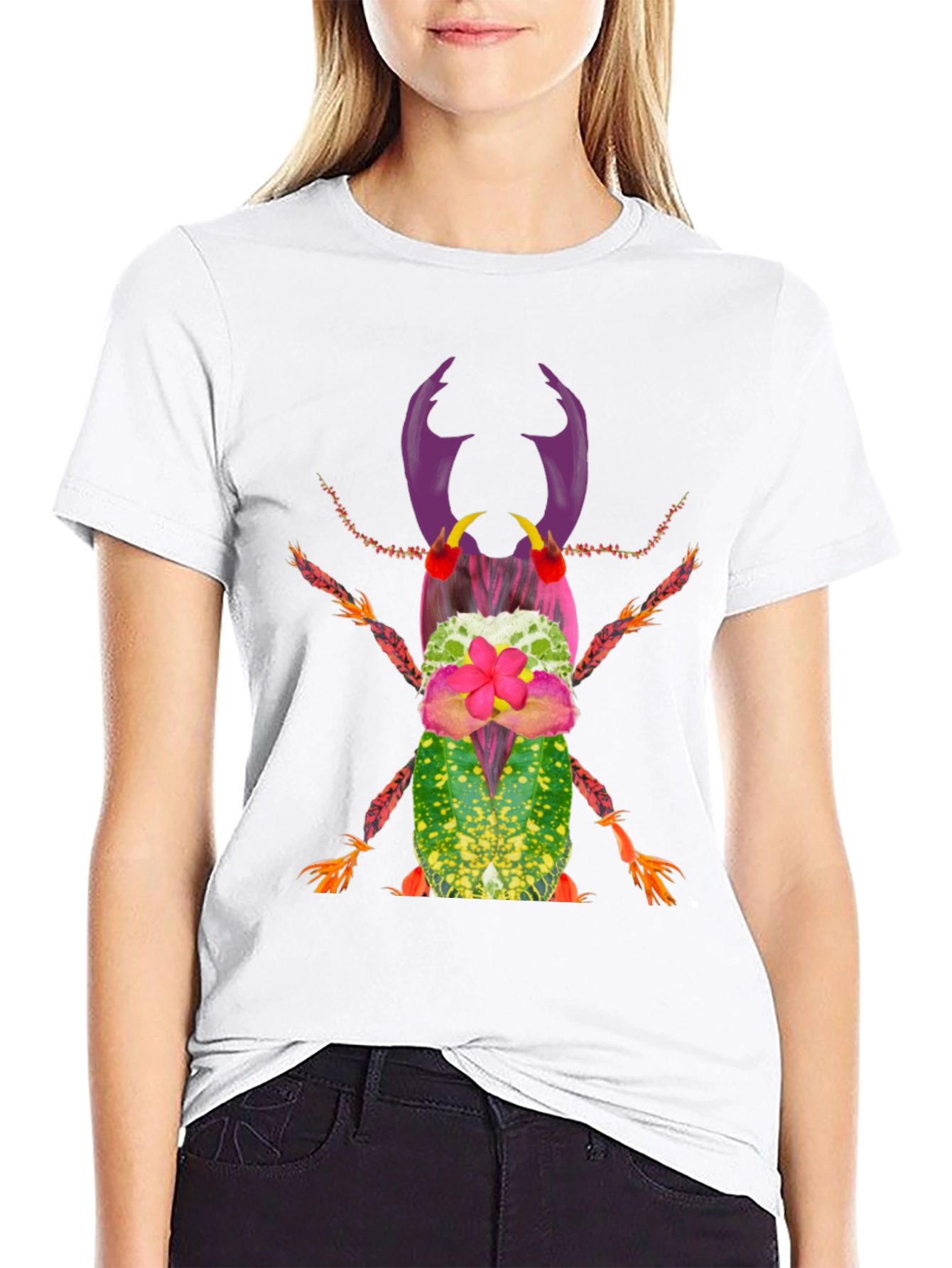 Botanical Beetle Graphic Tee - Quirky Insect Shirt
