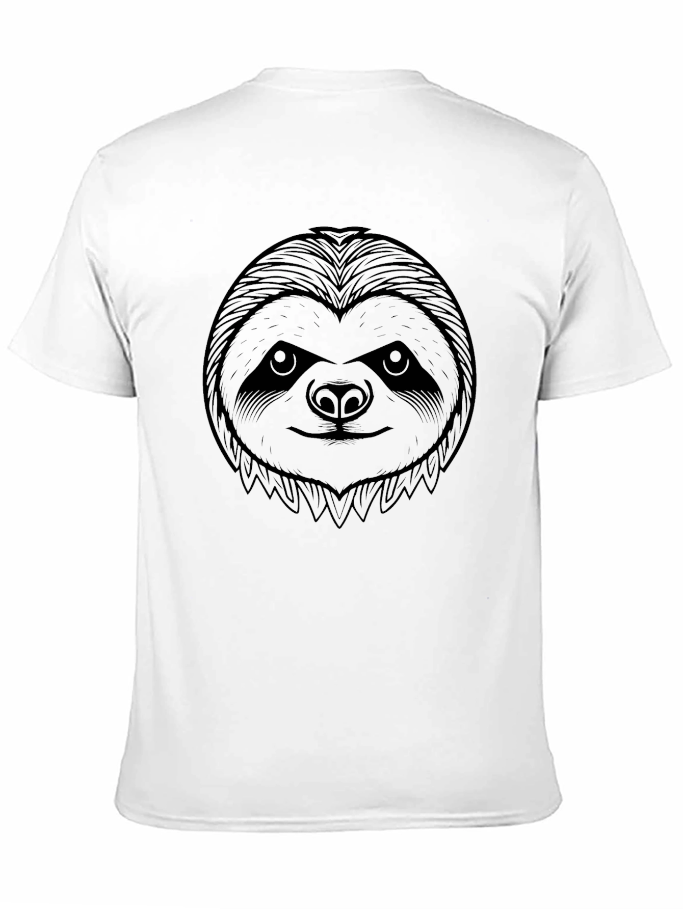 Sloth Face Graphic Print Black T-Shirt