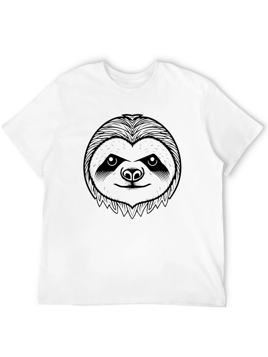 Sloth Face Graphic Print Black T-Shirt