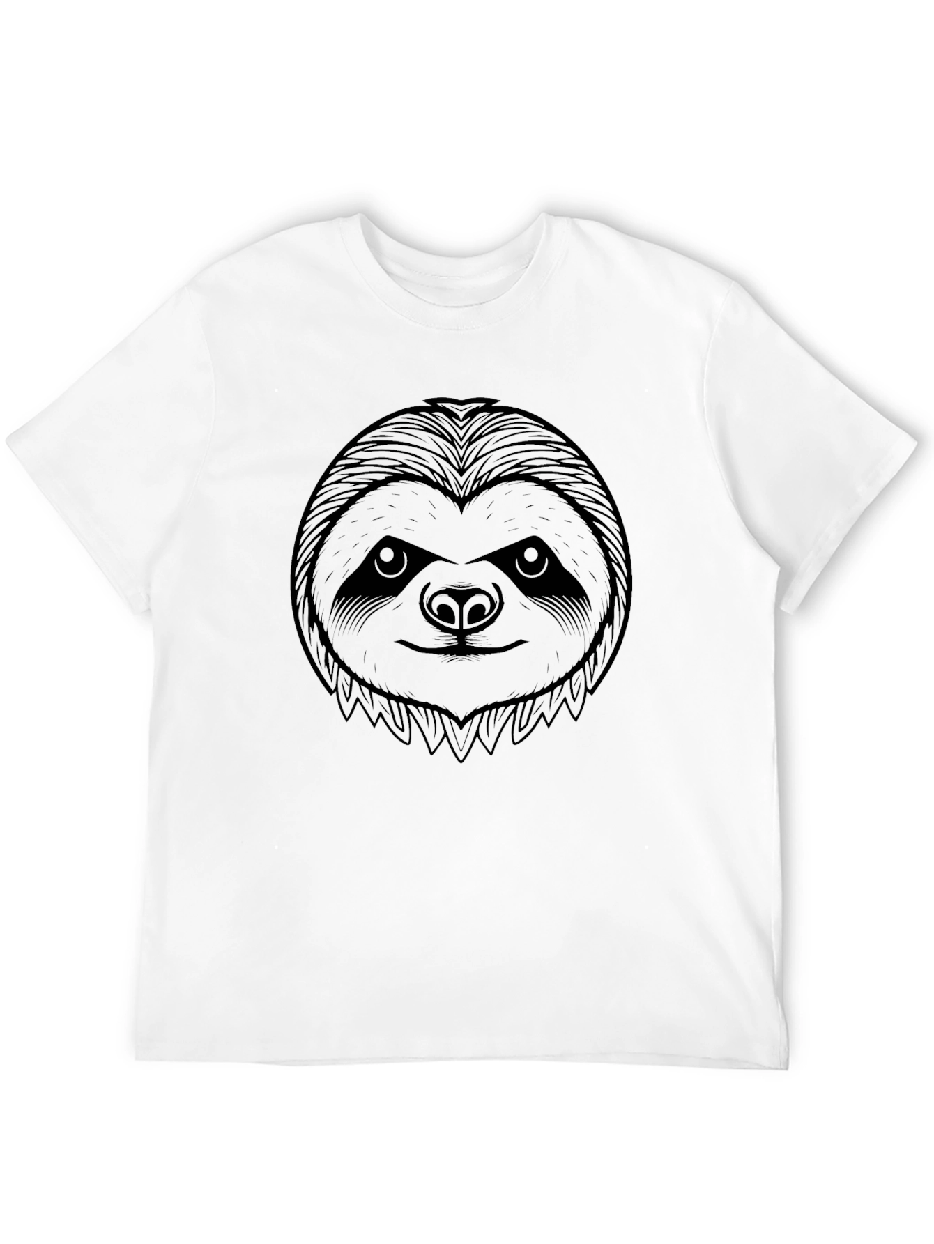 Sloth Face Graphic Print Black T-Shirt