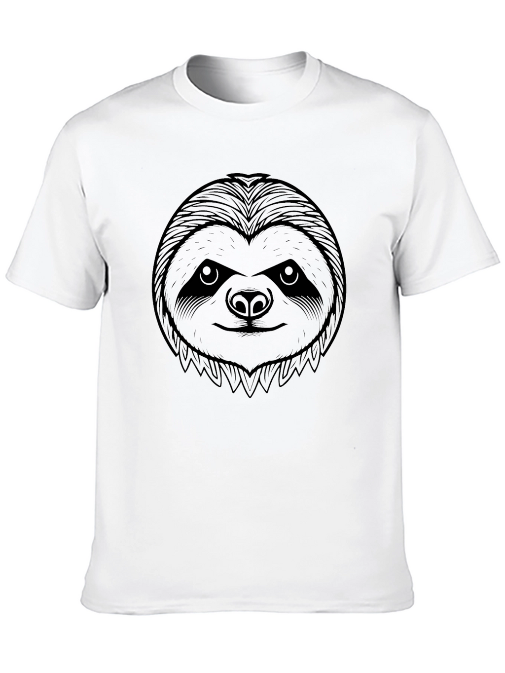 Sloth Face Graphic Print Black T-Shirt