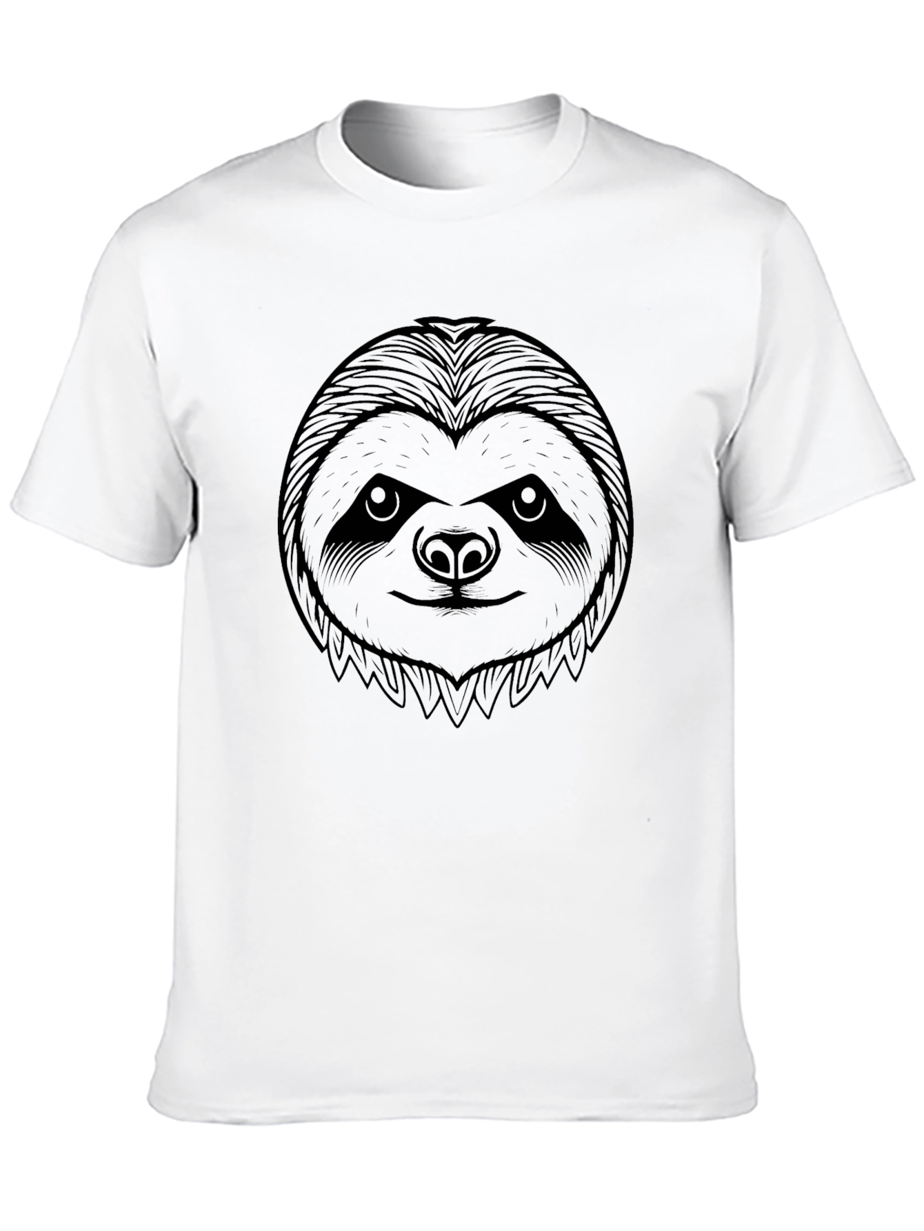 Sloth Face Graphic Print Black T-Shirt