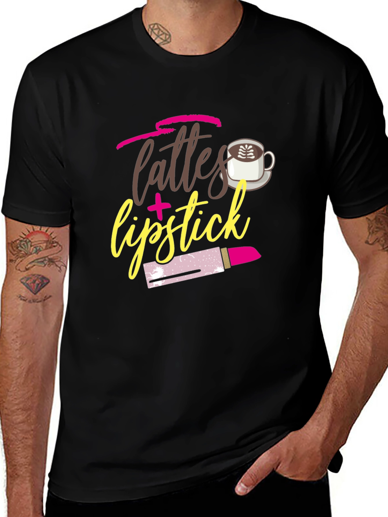 Lattes & Lipstick Graphic Tee - Coffee Lover Shirt