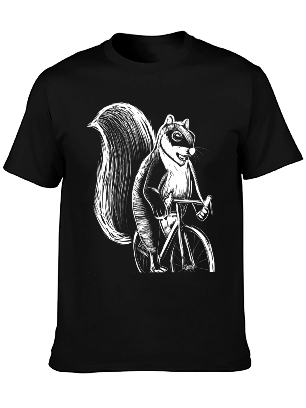 Squirrel on Bike Graphic Tee - Black