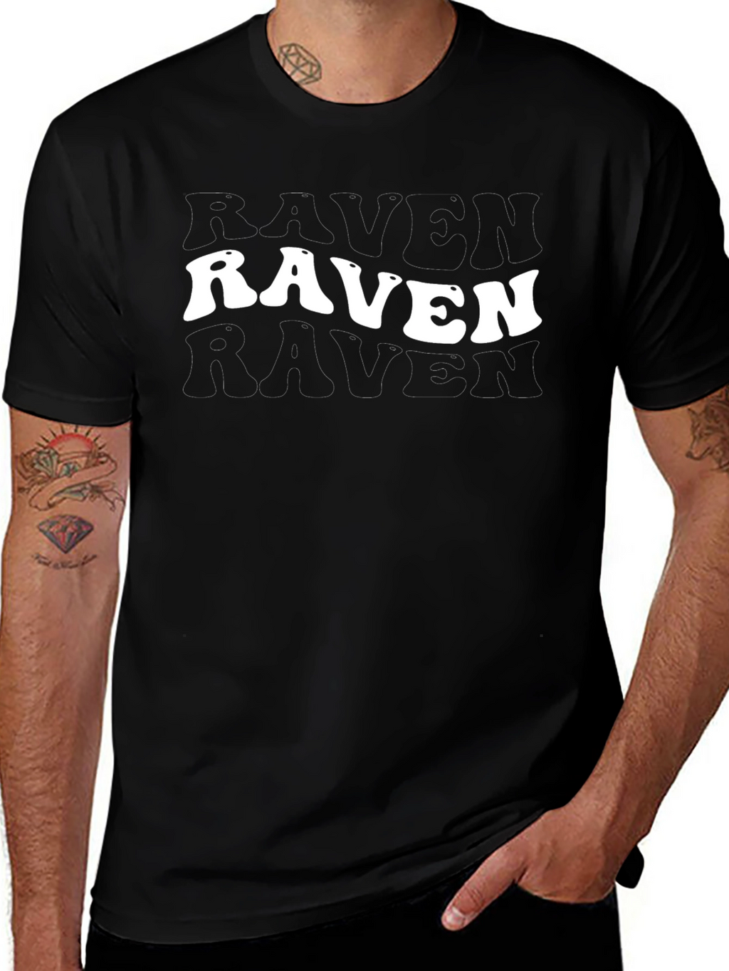 Raven Graphic Print Black T-Shirt