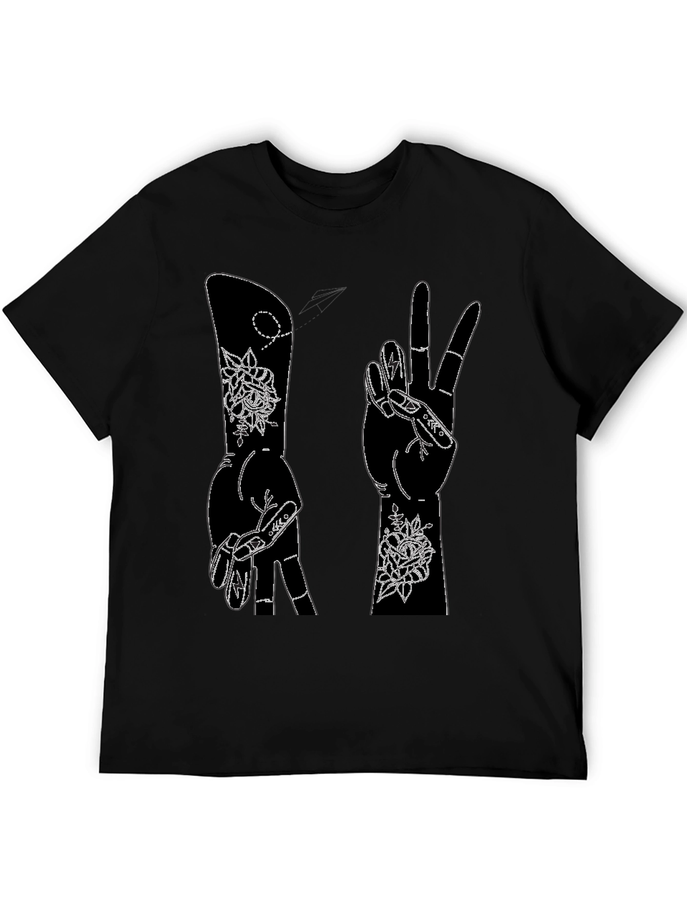 Peace Sign Hand Graphic T-Shirt - Black