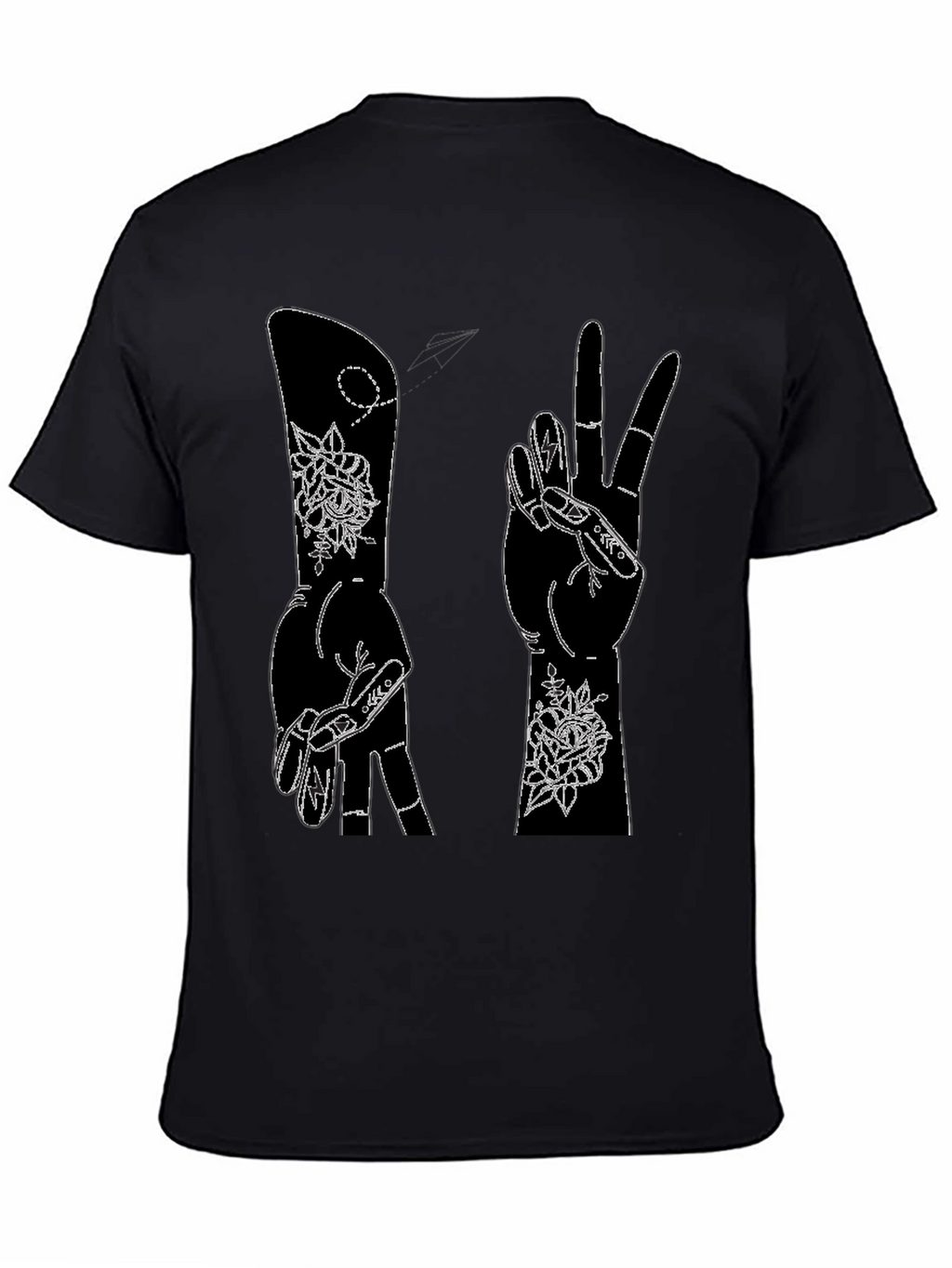 Peace Sign Hand Graphic T-Shirt - Black