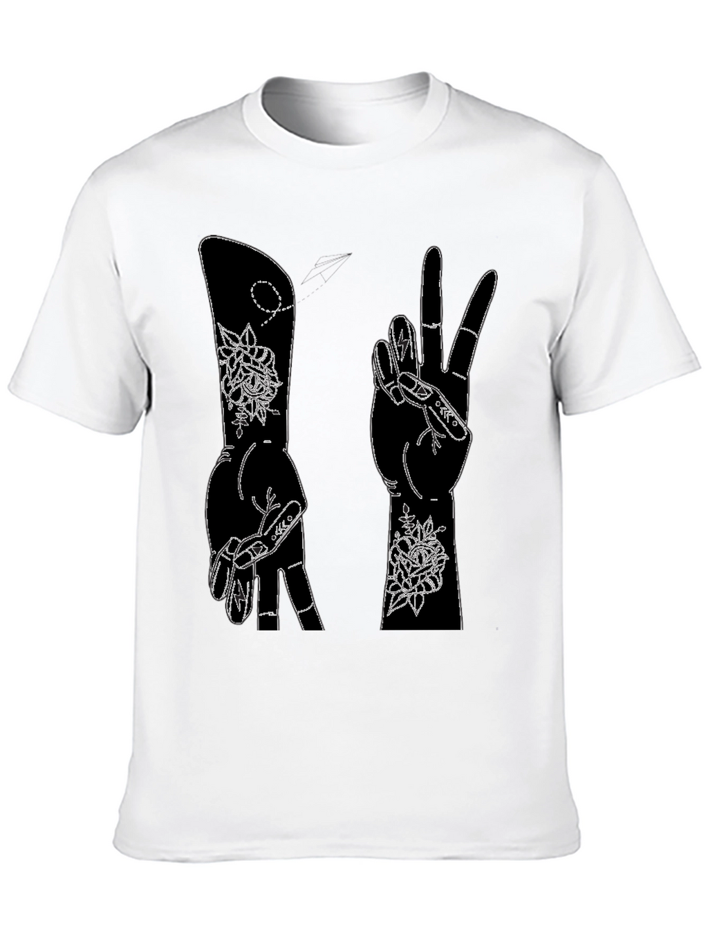 Peace Sign Hand Graphic T-Shirt - Black