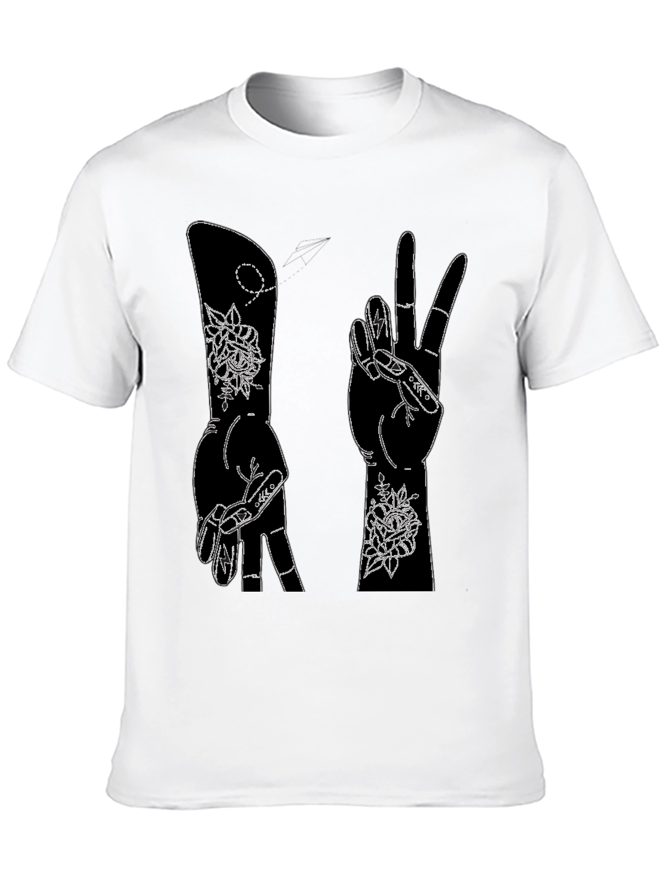 Peace Sign Hand Graphic T-Shirt - Black