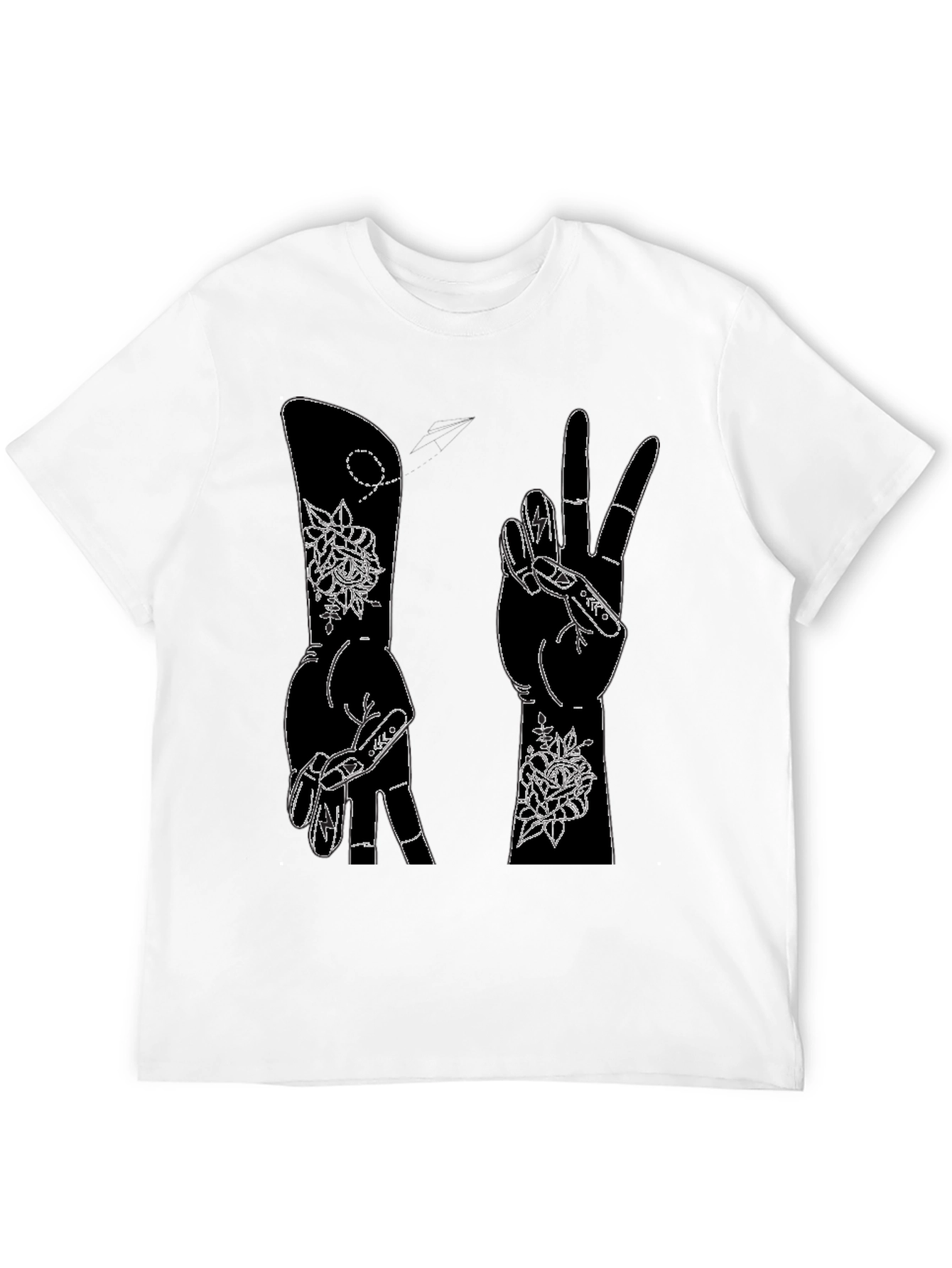 Peace Sign Hand Graphic T-Shirt - Black