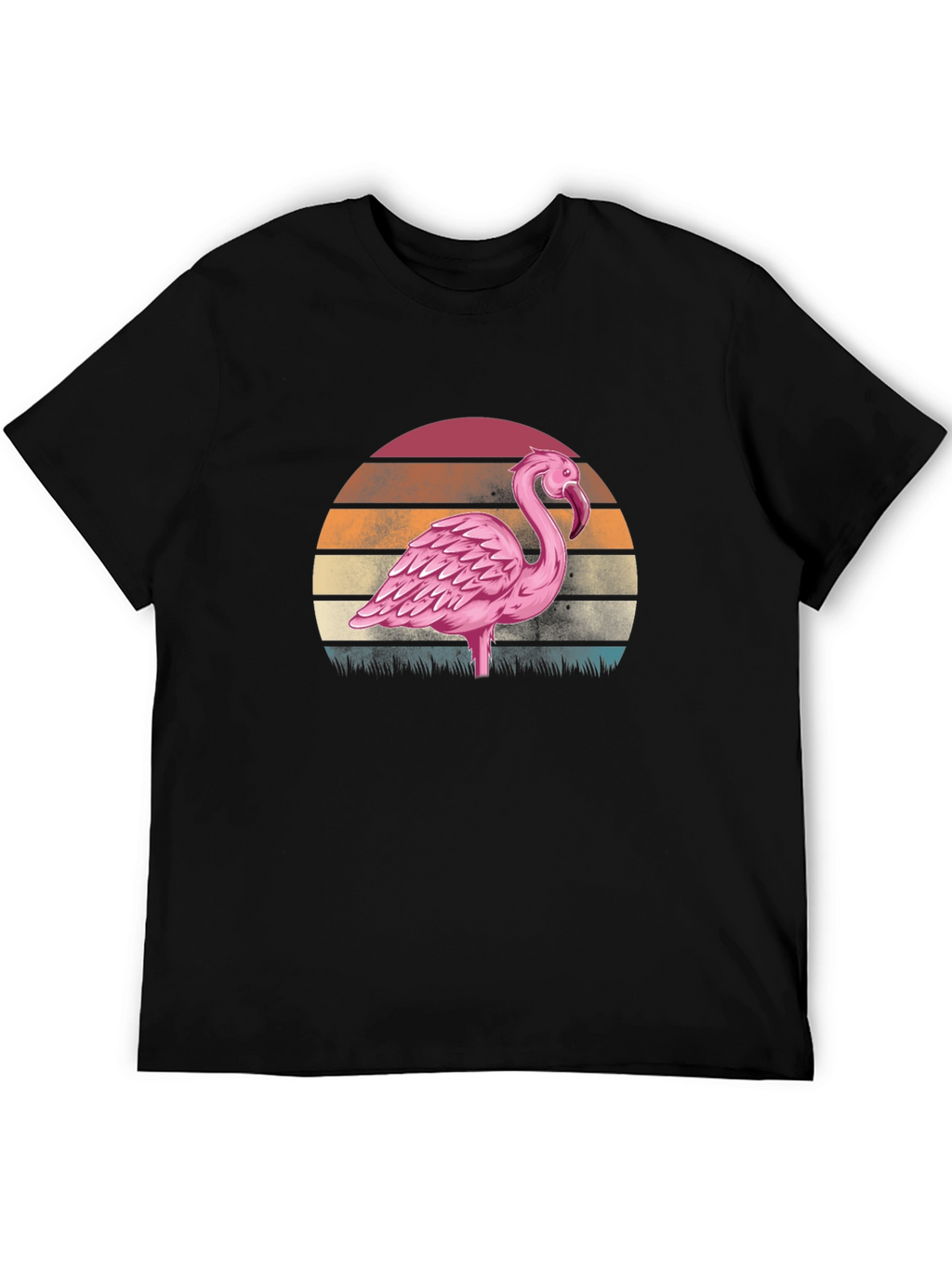 Retro Flamingo Sunset T-Shirt - Black
