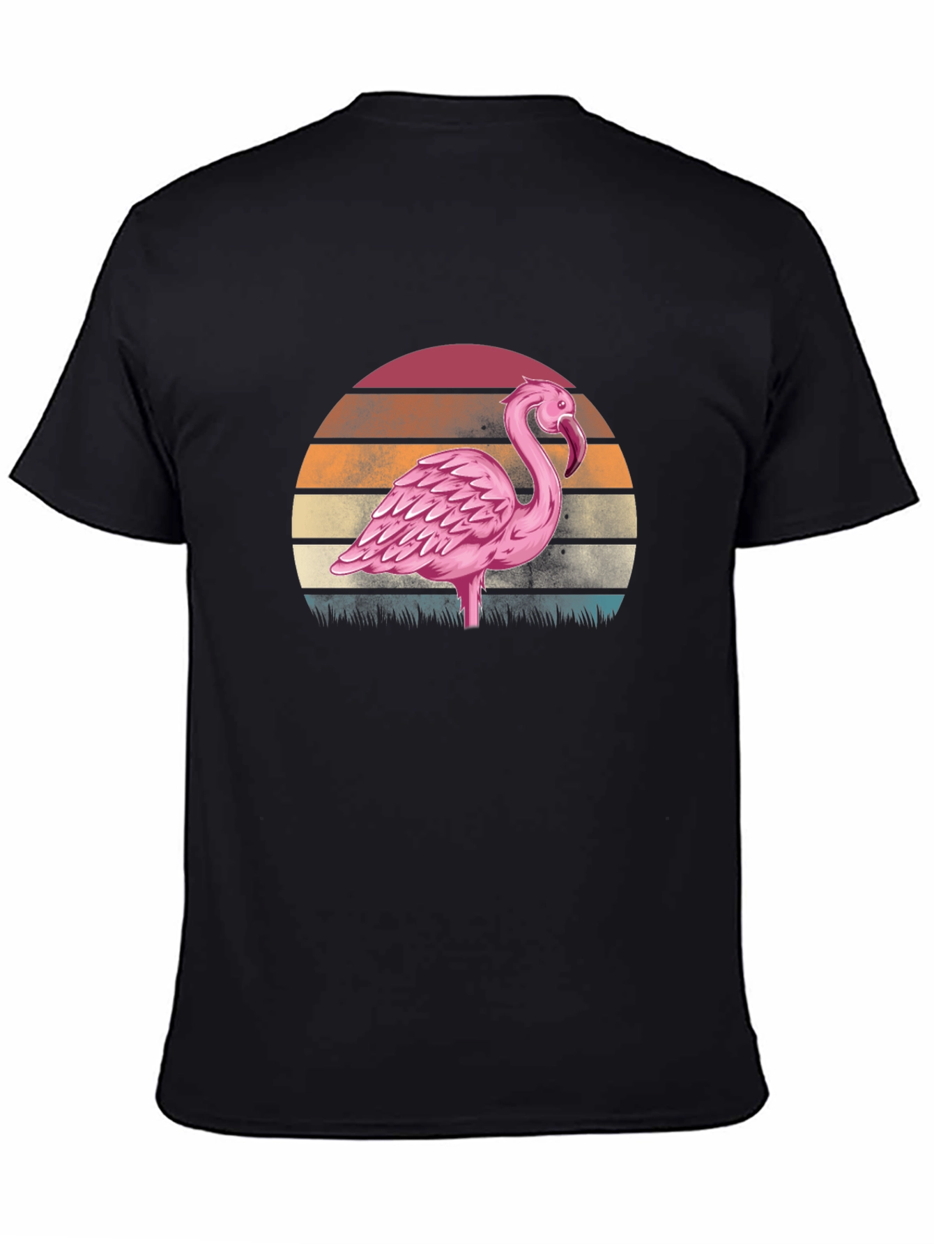 Retro Flamingo Sunset T-Shirt - Black