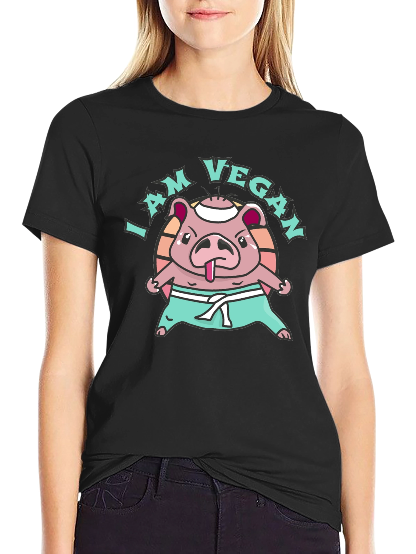 I am Vegan Pig Karate T-Shirt