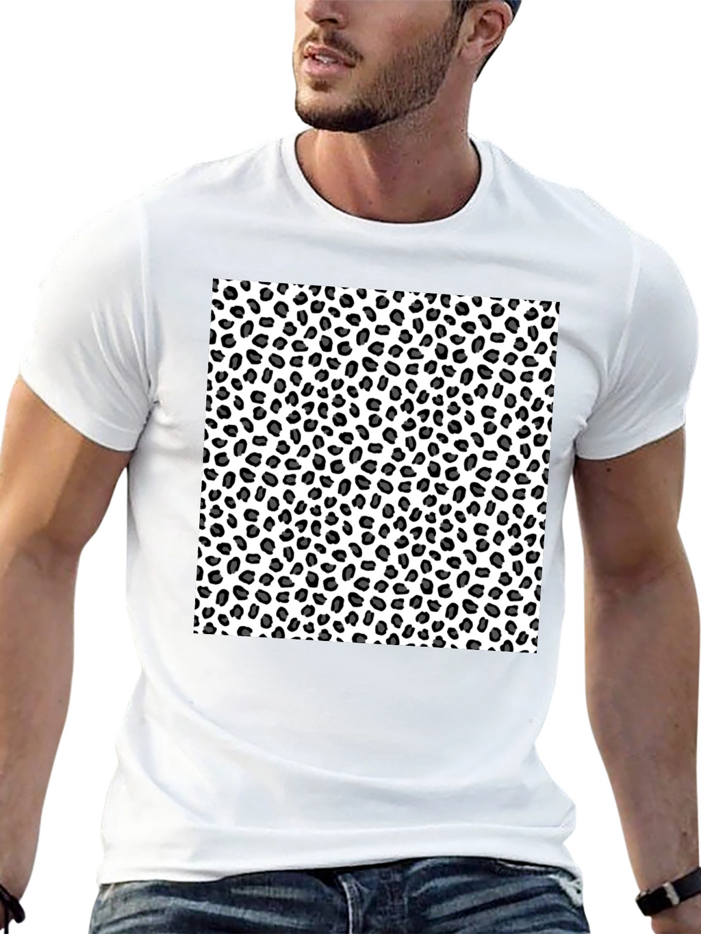 Leopard Print Tee - Black Casual T-Shirt