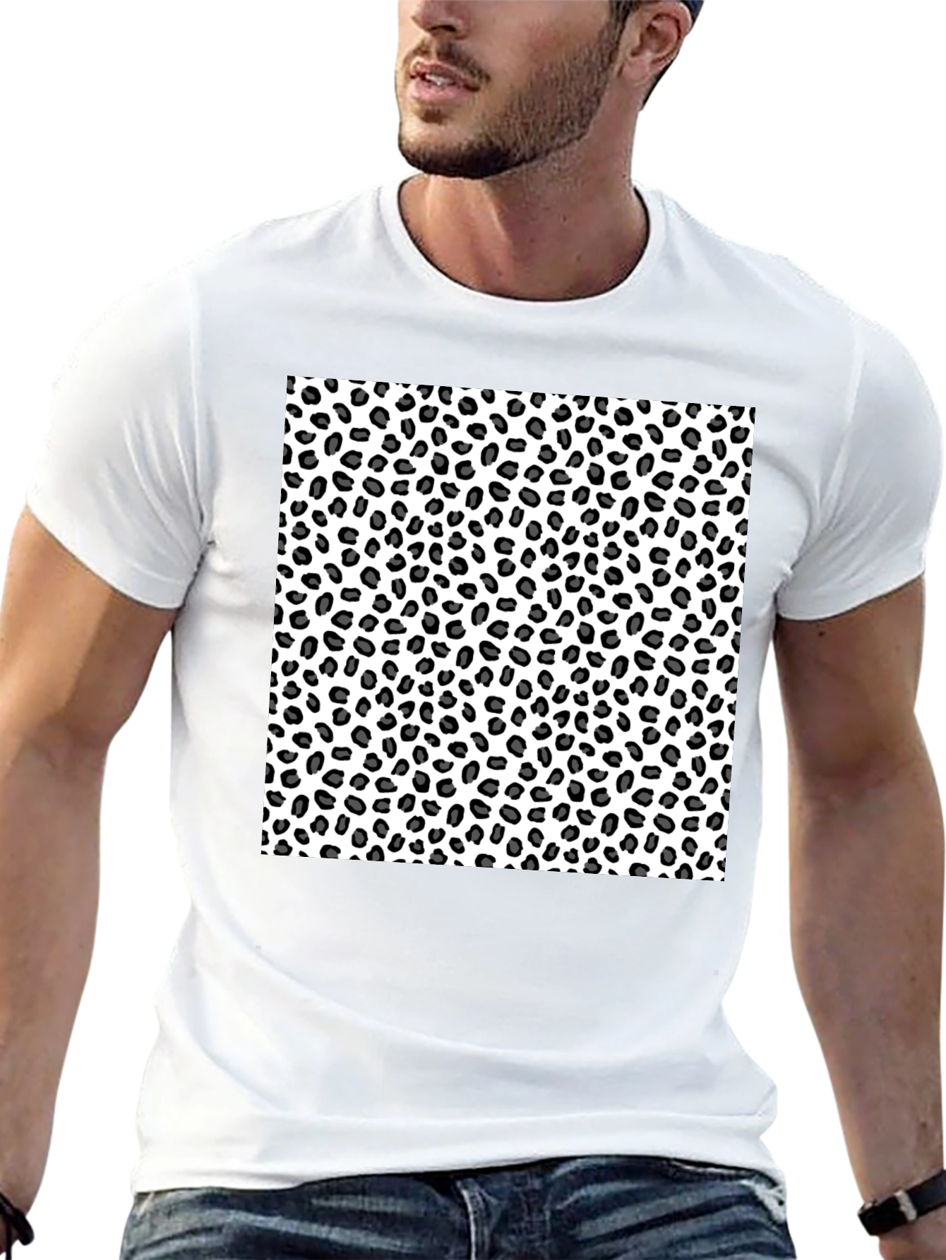 Leopard Print Tee - Black Casual T-Shirt