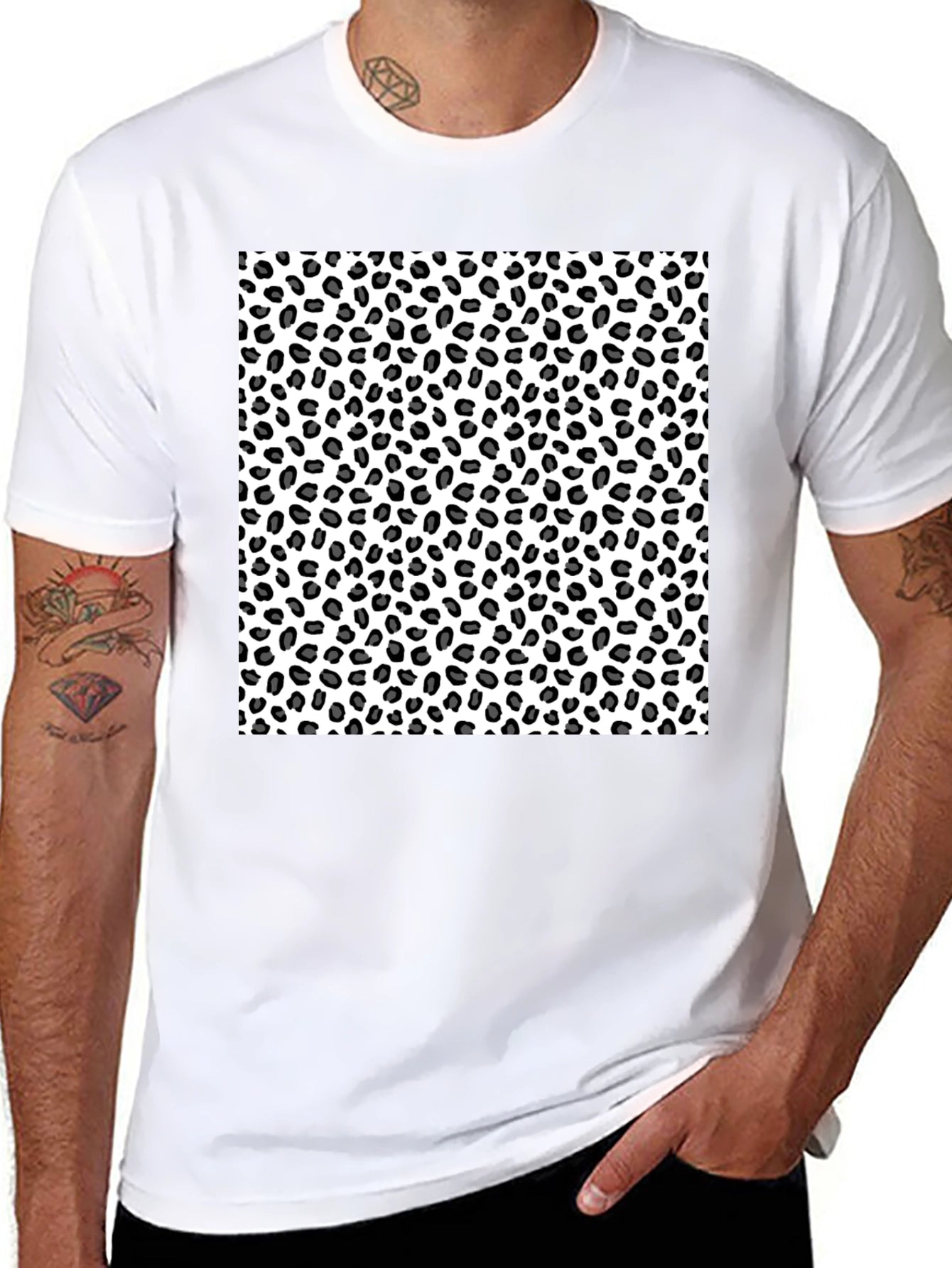 Leopard Print Tee - Black Casual T-Shirt