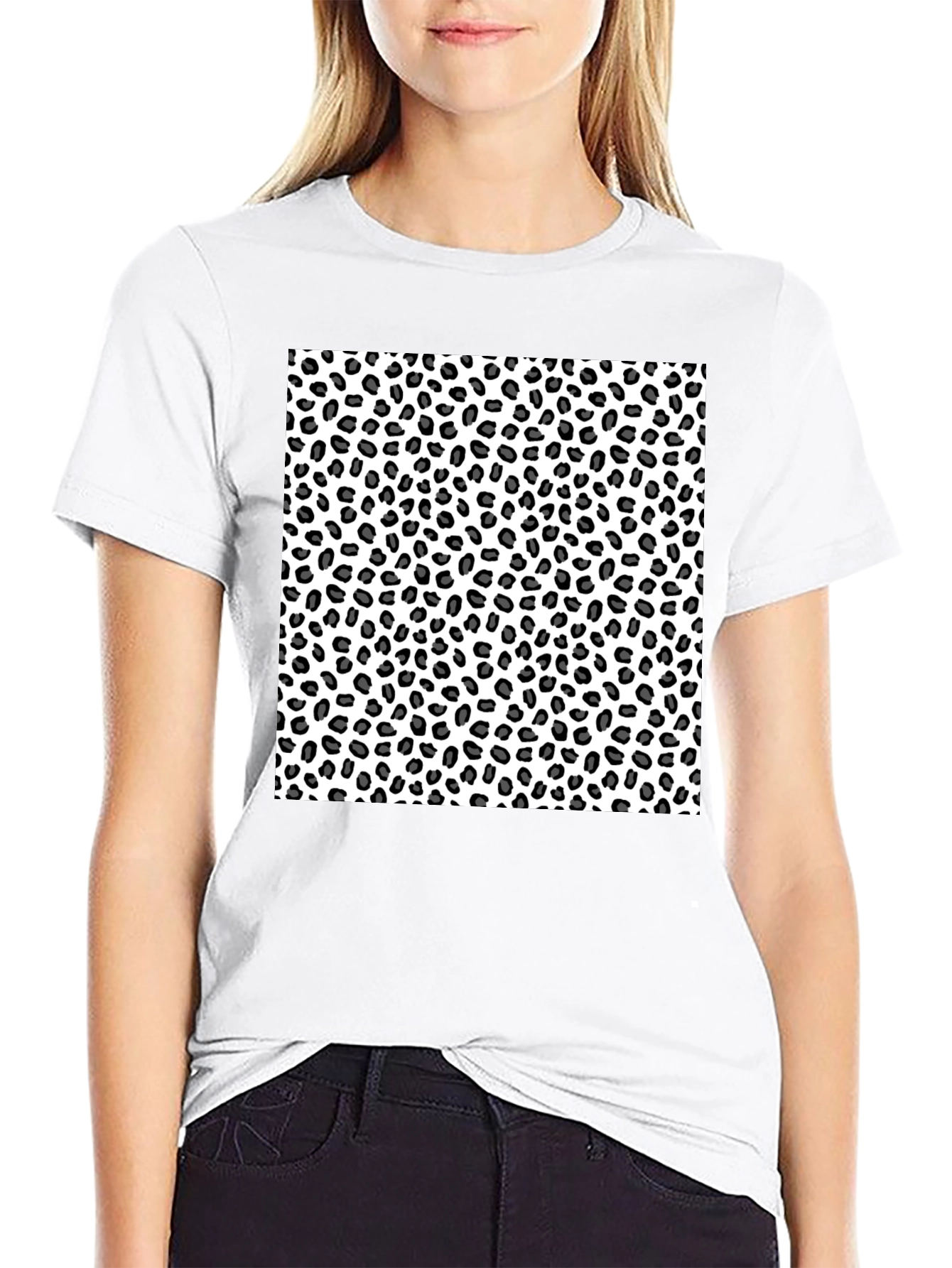 Leopard Print Tee - Black Casual T-Shirt