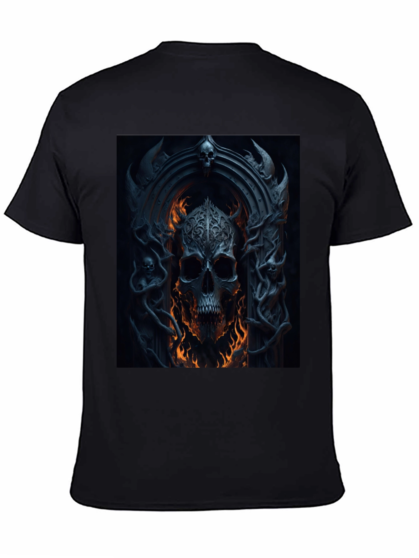 Skull Portal Graphic Black Tee - Gothic Design